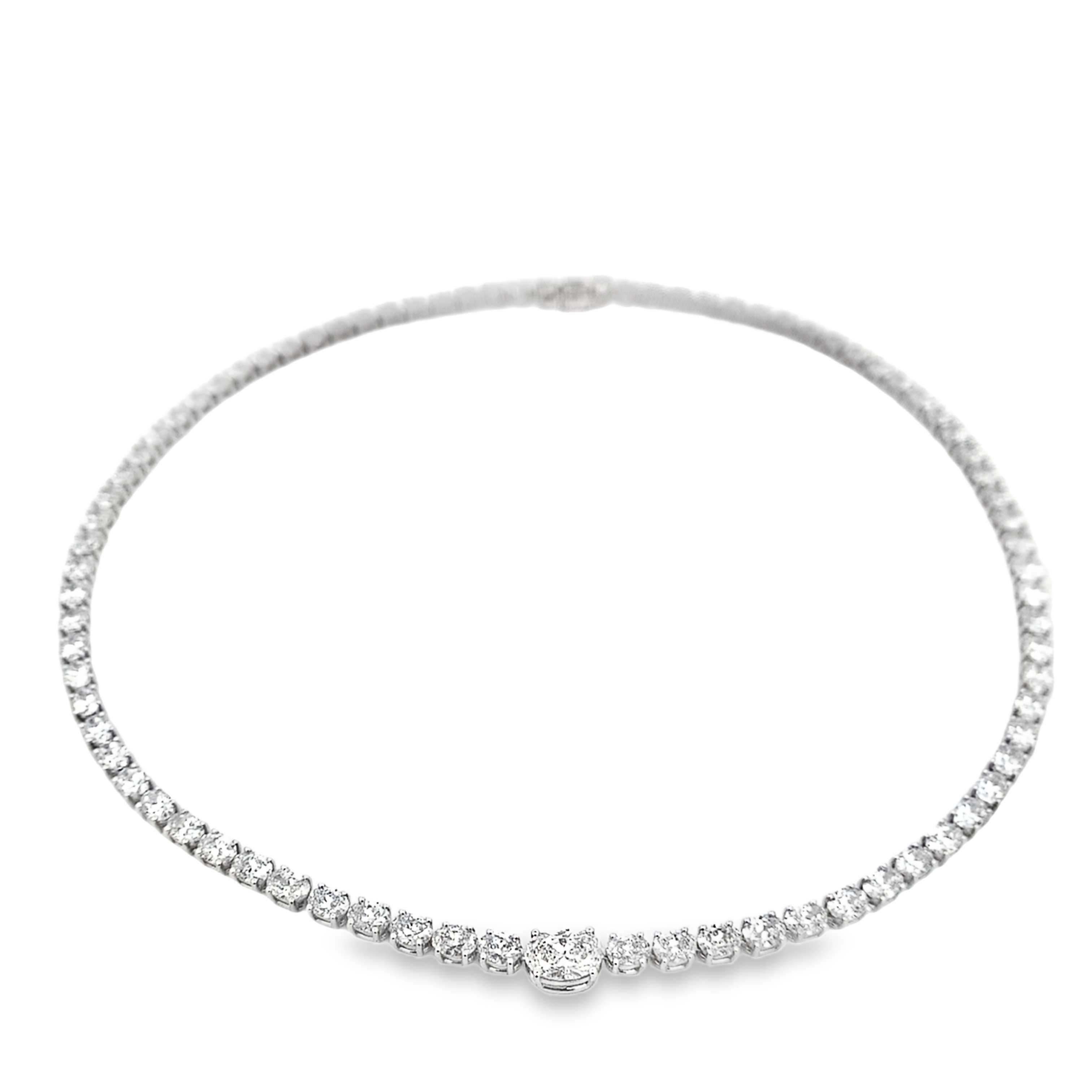 Norman Silverman 18K White Gold Oval Cut Diamond Tennis Necklace