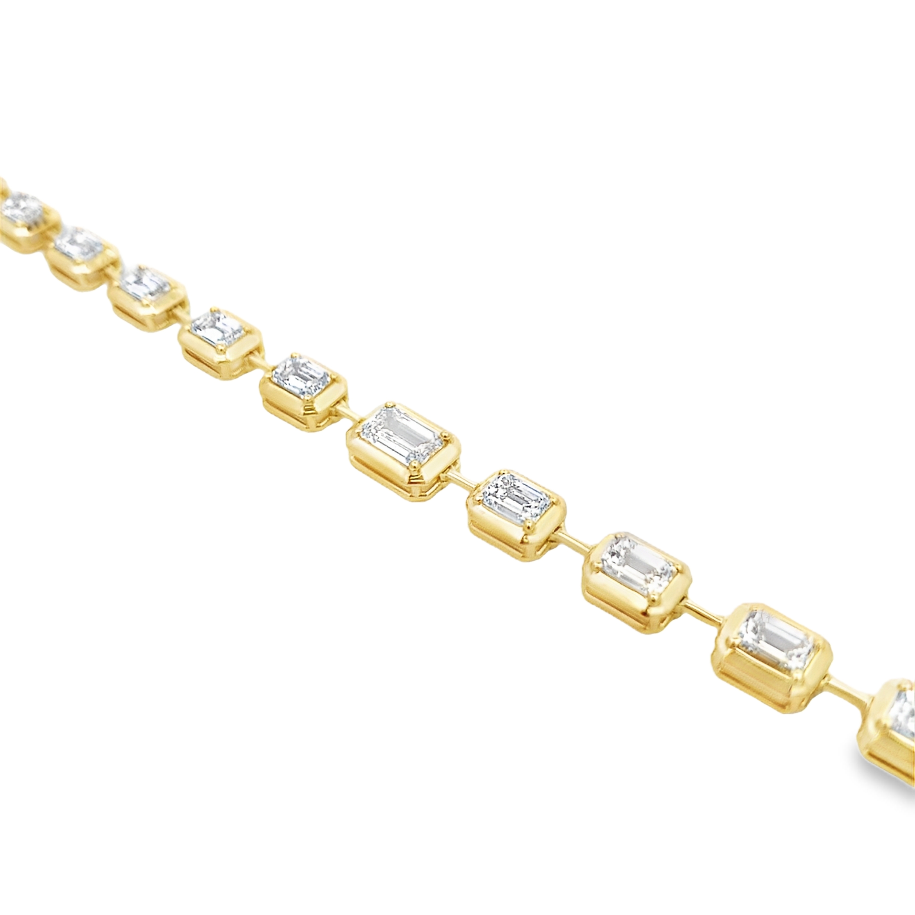 Norman Silverman 18K Yellow Gold East-West Bezel Diamond Necklace