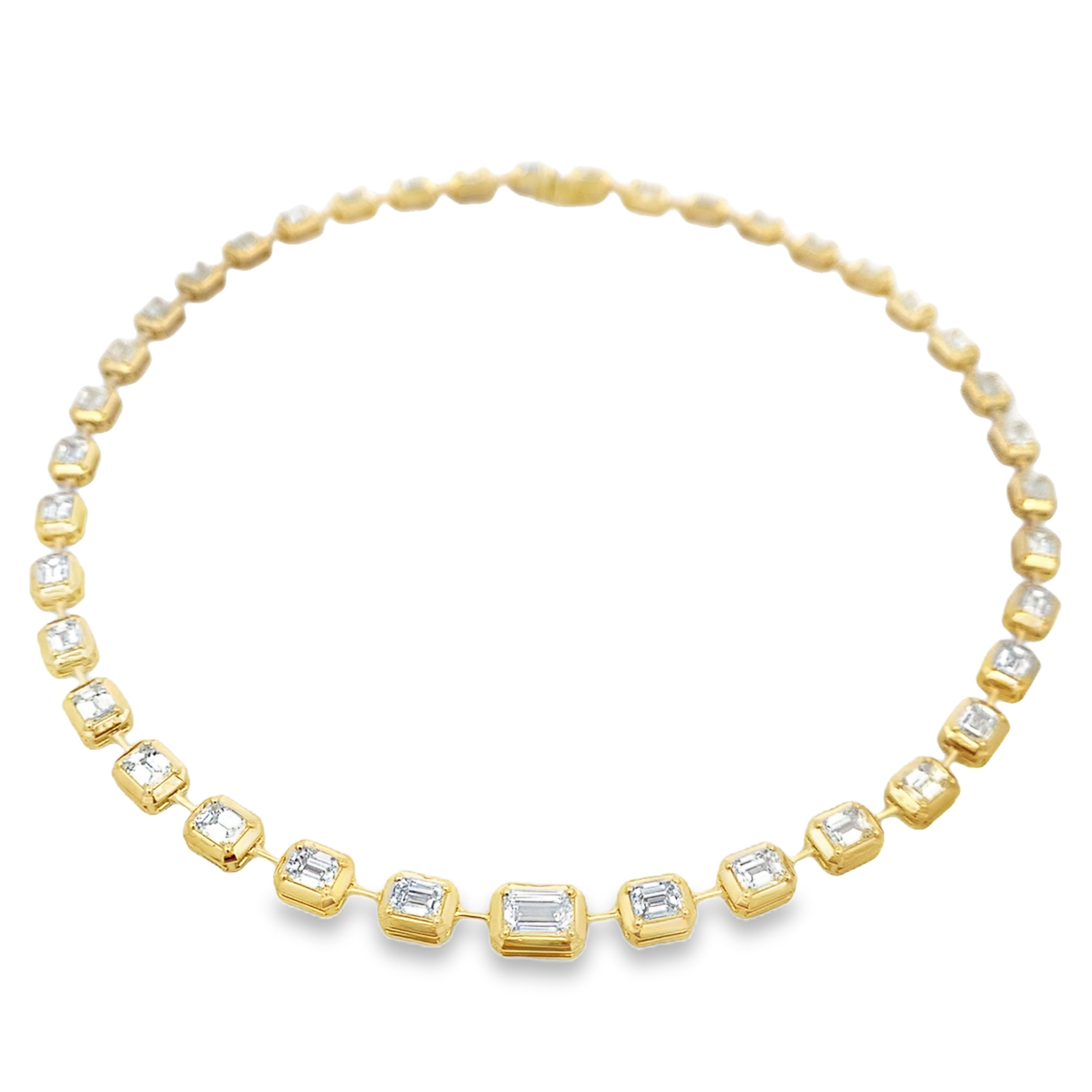 Norman Silverman 18K Yellow Gold East-West Bezel Diamond Necklace