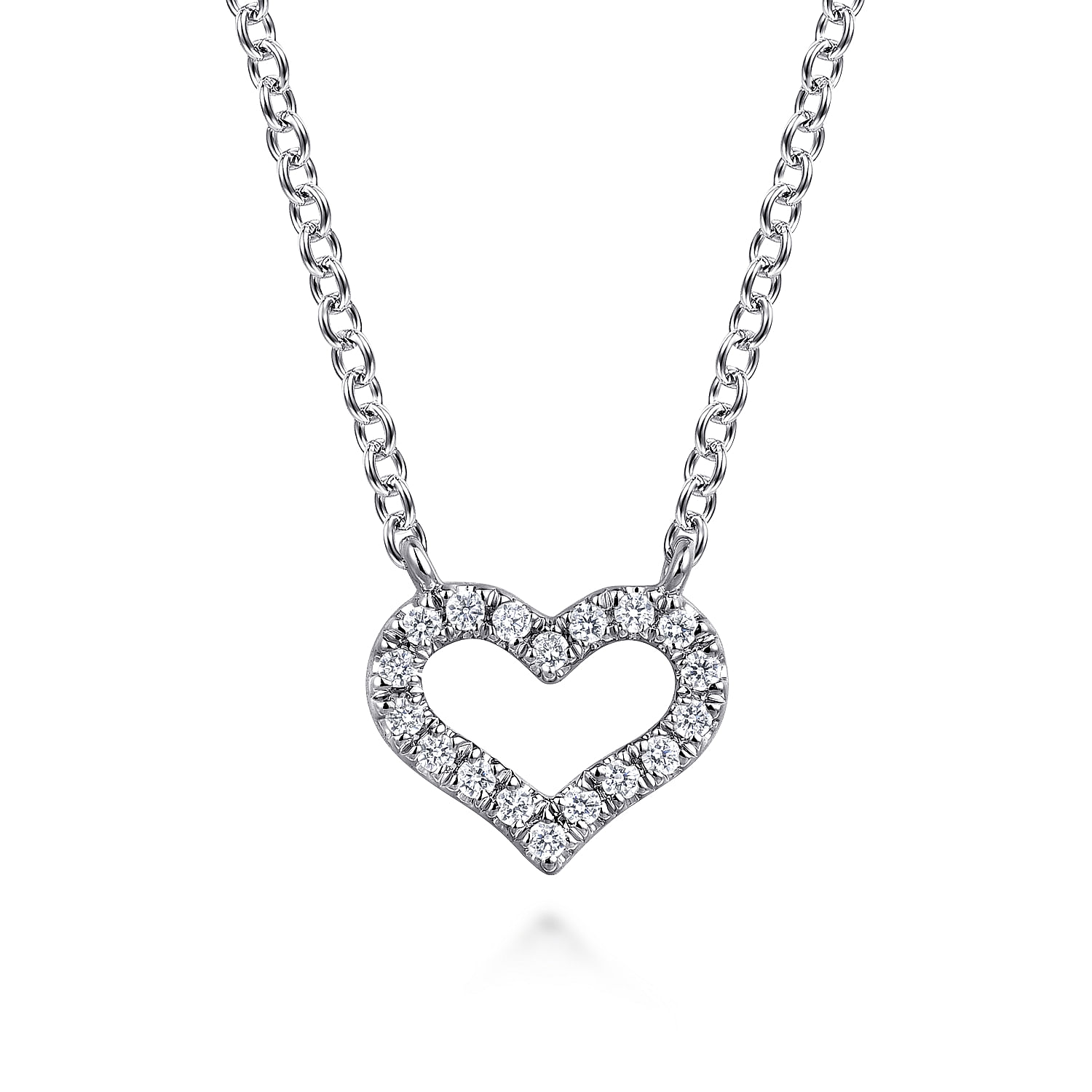 Gabriel & Co. 14K White Gold Diamond Heart Necklace