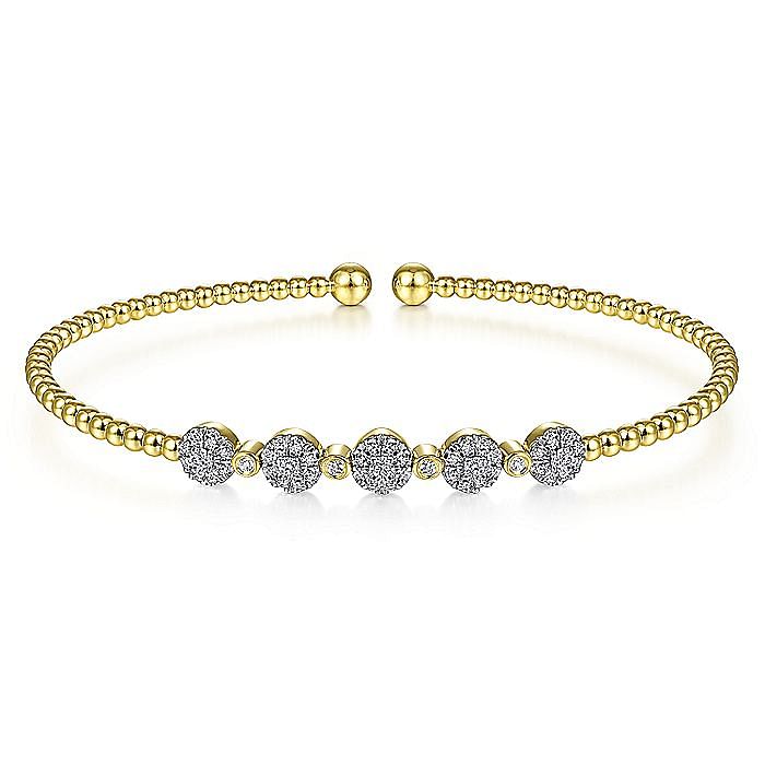 Gabriel & Co. 14K Yellow Gold Diamond Cluster Bangle