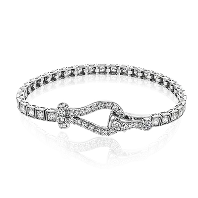 Simon G 18K White Gold Diamond Buckle Bracelet