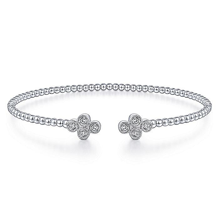 Gabriel & Co 14K White Gold Bead Split Cuff Bracelet