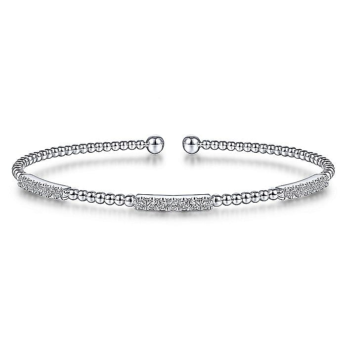 Gabriel & Co.14K White Gold Bujukan Diamond Stations Cuff Bracelet