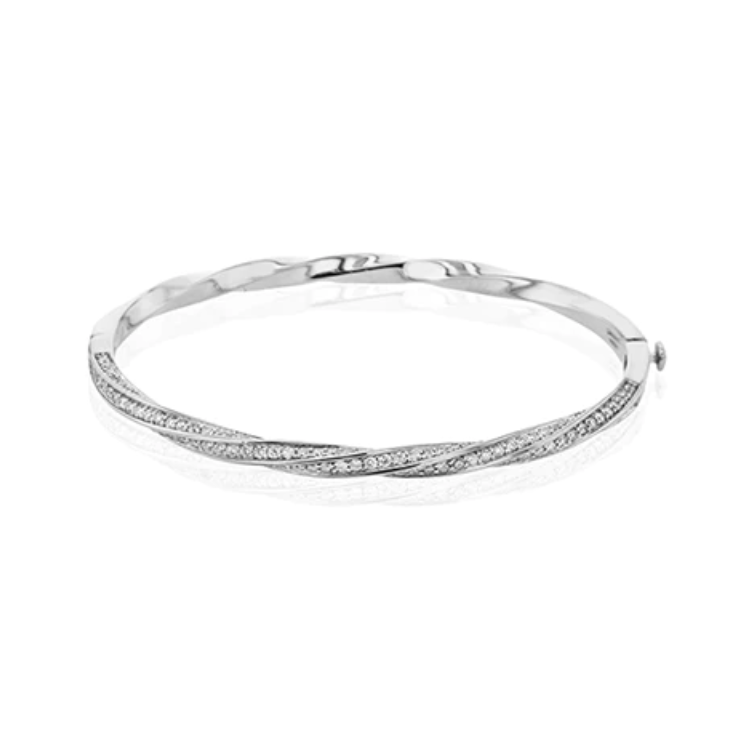 Simon G. 18K White Gold Twisted Diamond Bangle