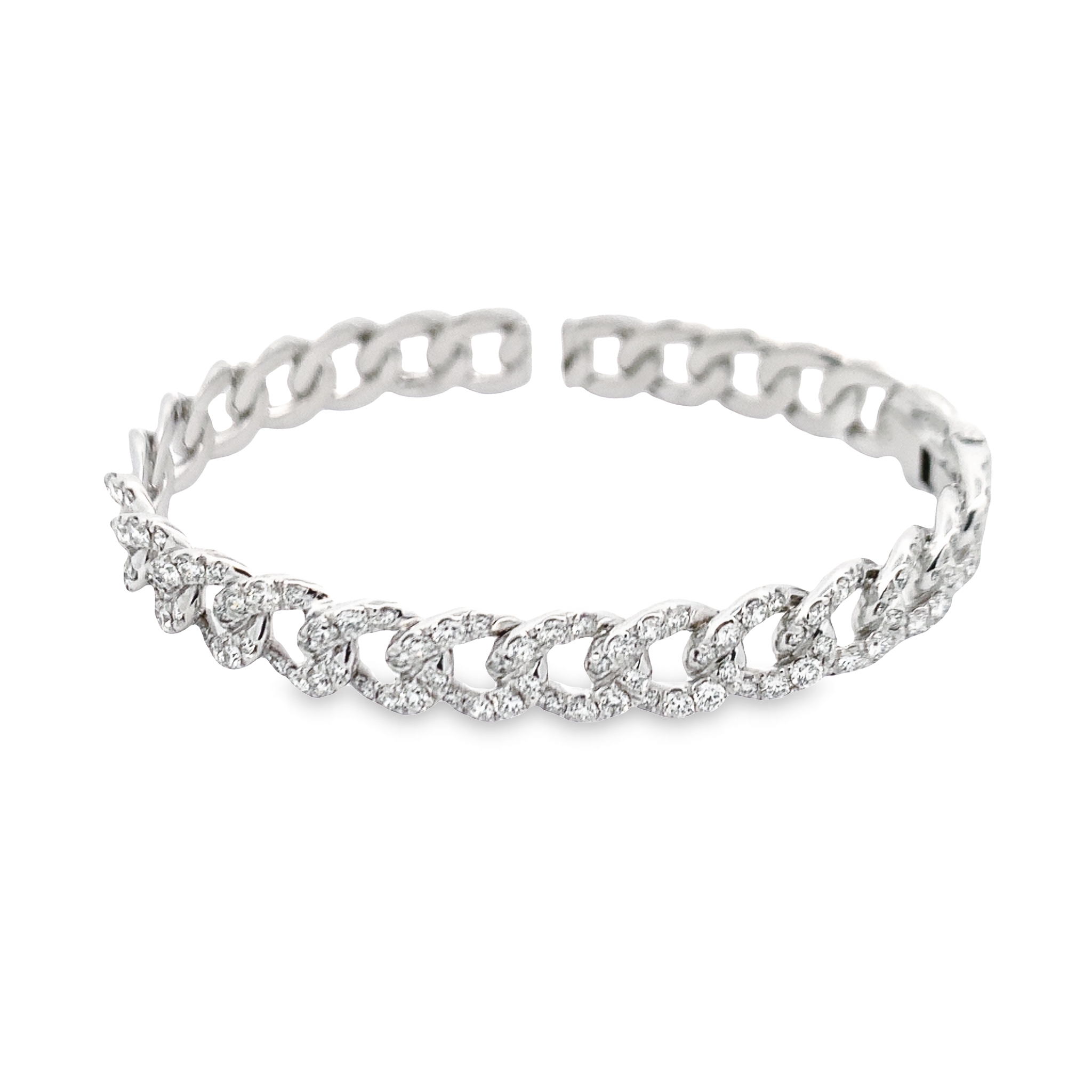 Damaso 18K White Gold Diamond Cable-Style Bangle