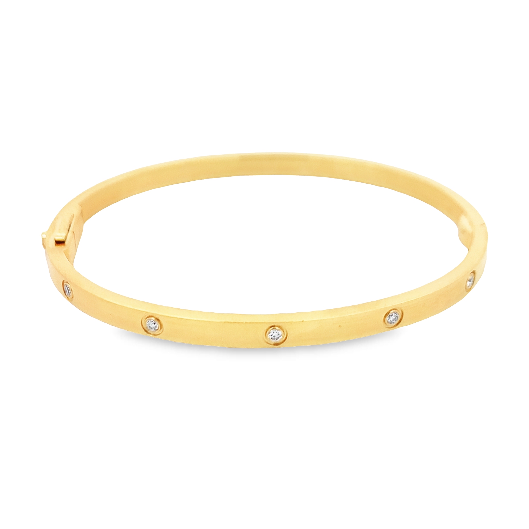 18K Yellow Gold 5 Diamond Bangle Bracelet