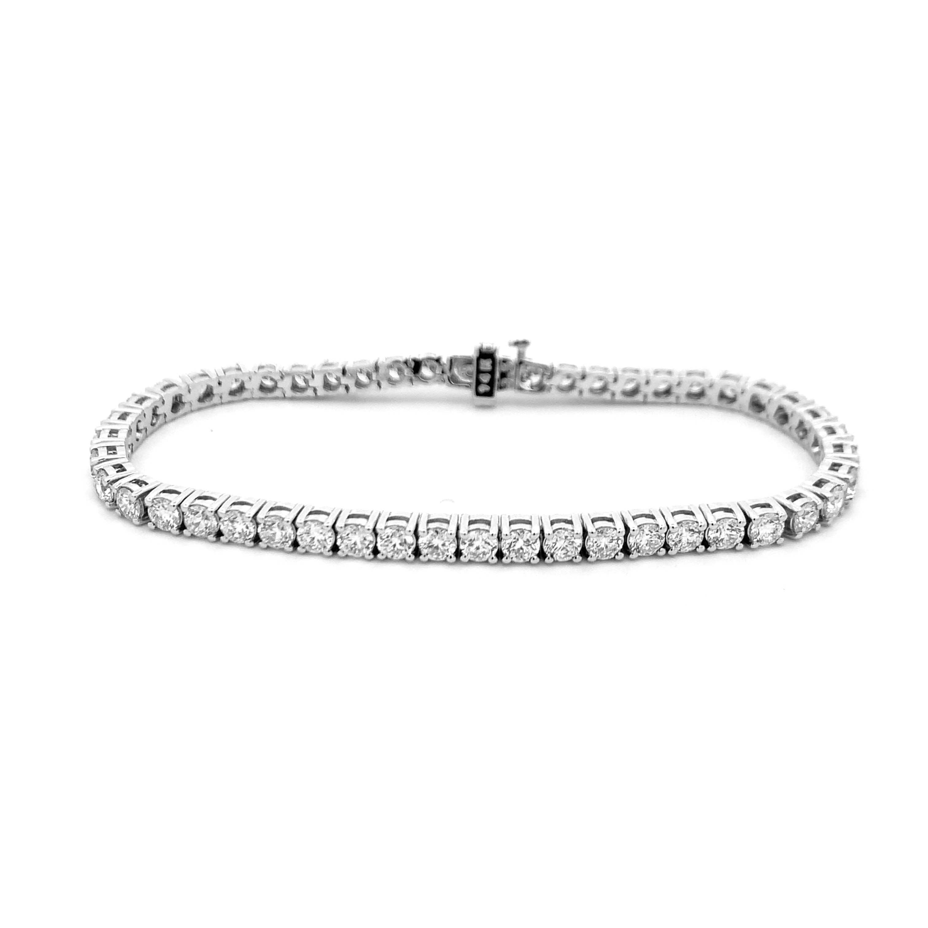 14K White Gold 7 Carat Diamond Tennis Bracelet