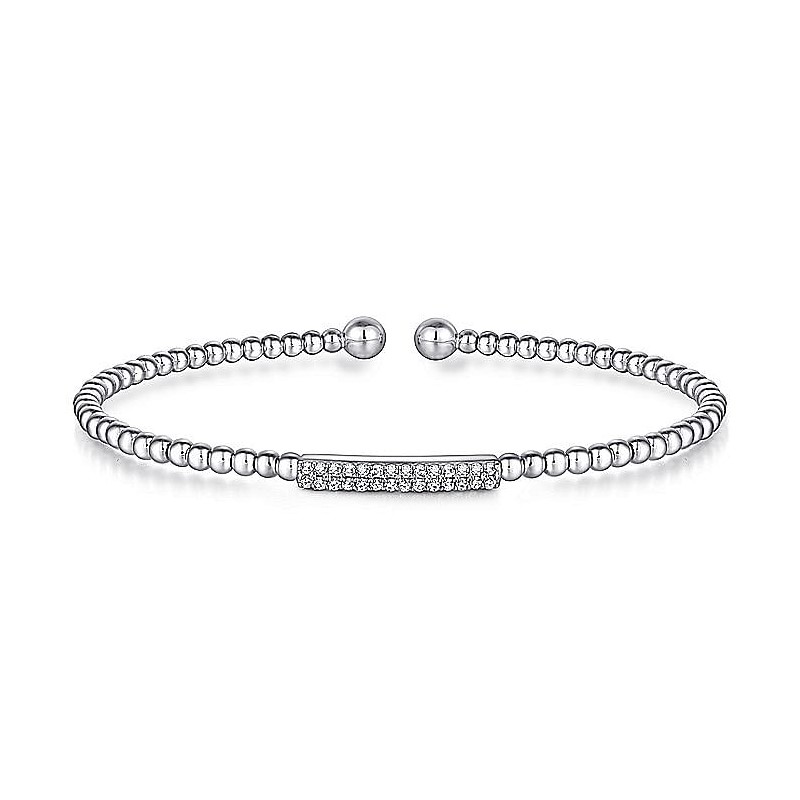 Gabriel & Co. 14K White Gold Diamond Bujukan Bead Cuff Bracelet