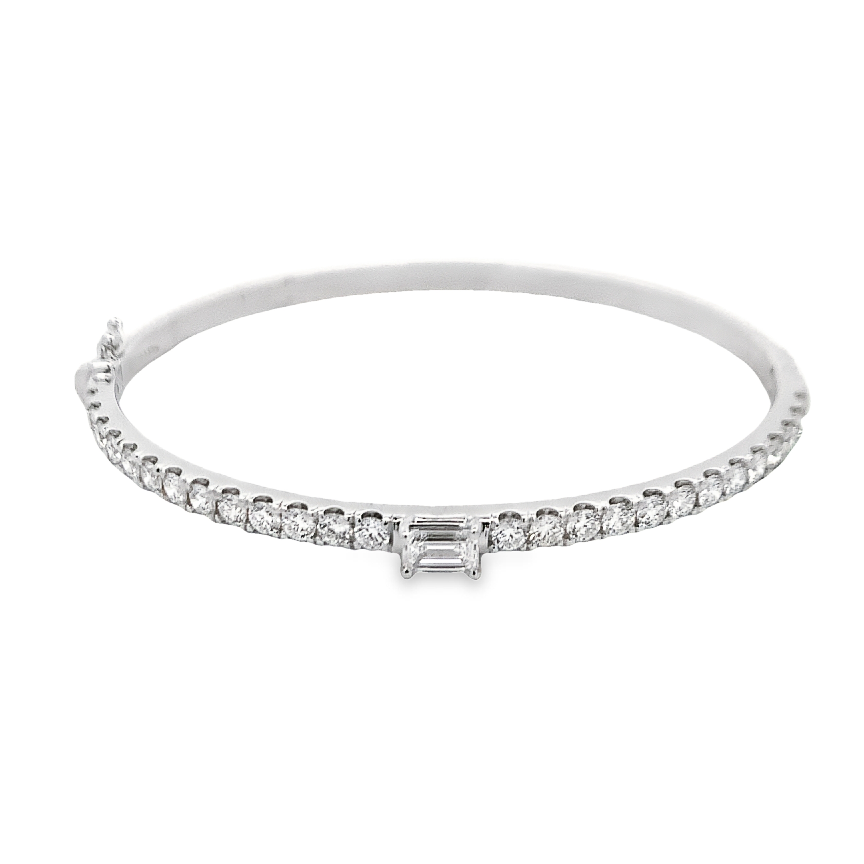 Norman Silverman 18K White Gold Accent Diamond Bangle