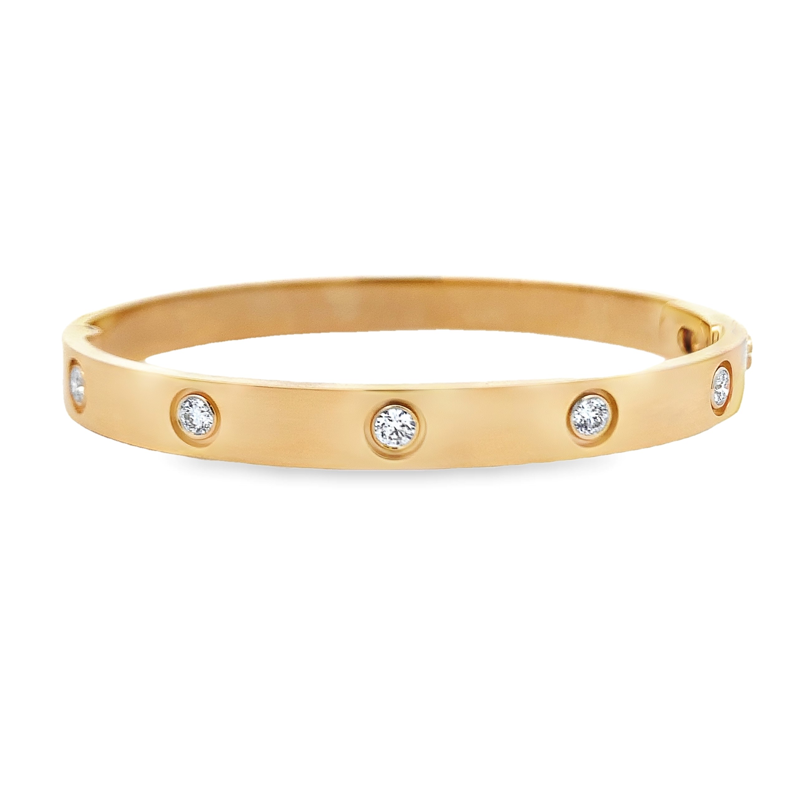 18K Yellow Gold Diamond Station Bangle