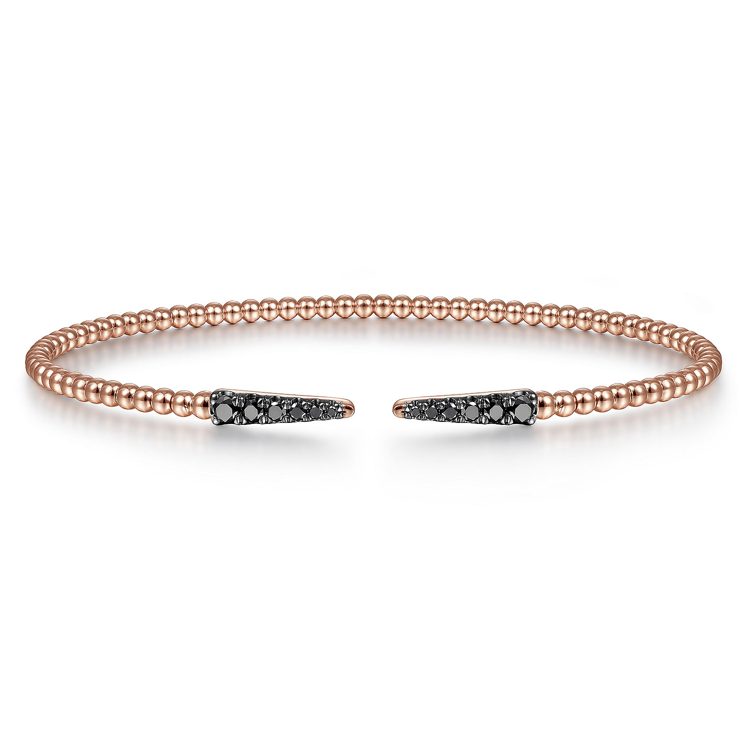 Gabriel & Co. 14K Rose Gold Bead Black Diamond Cuff