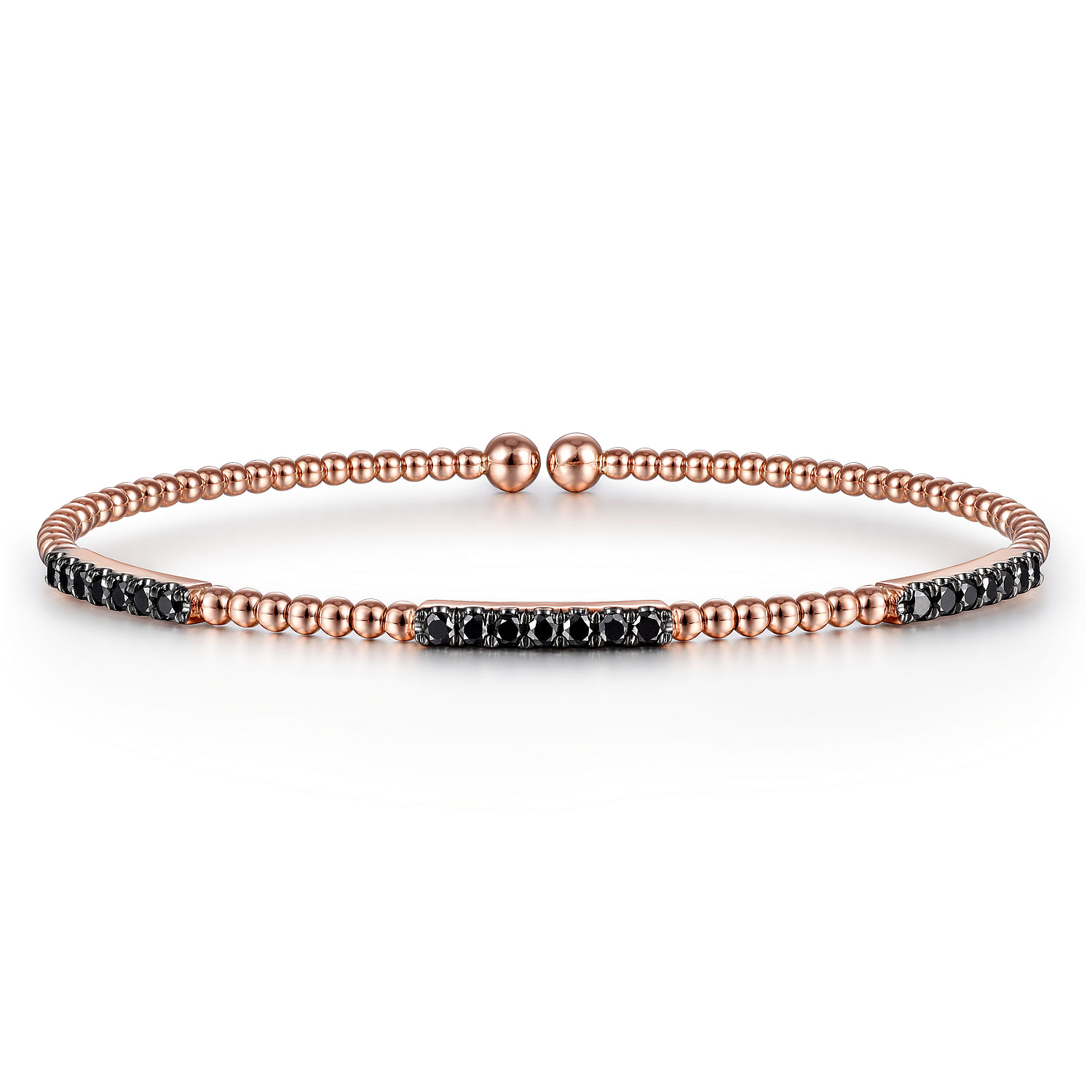 Gabriel & Co. 14K Rose Gold Black Diamond Stations Bangle