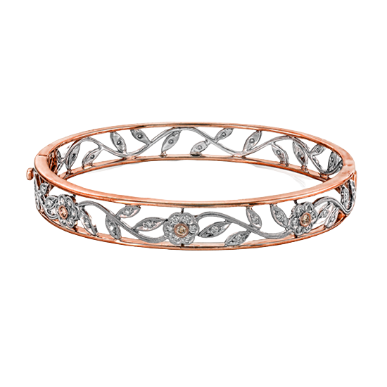 Simon G 18K White & Rose Gold Floral Diamond Bangle