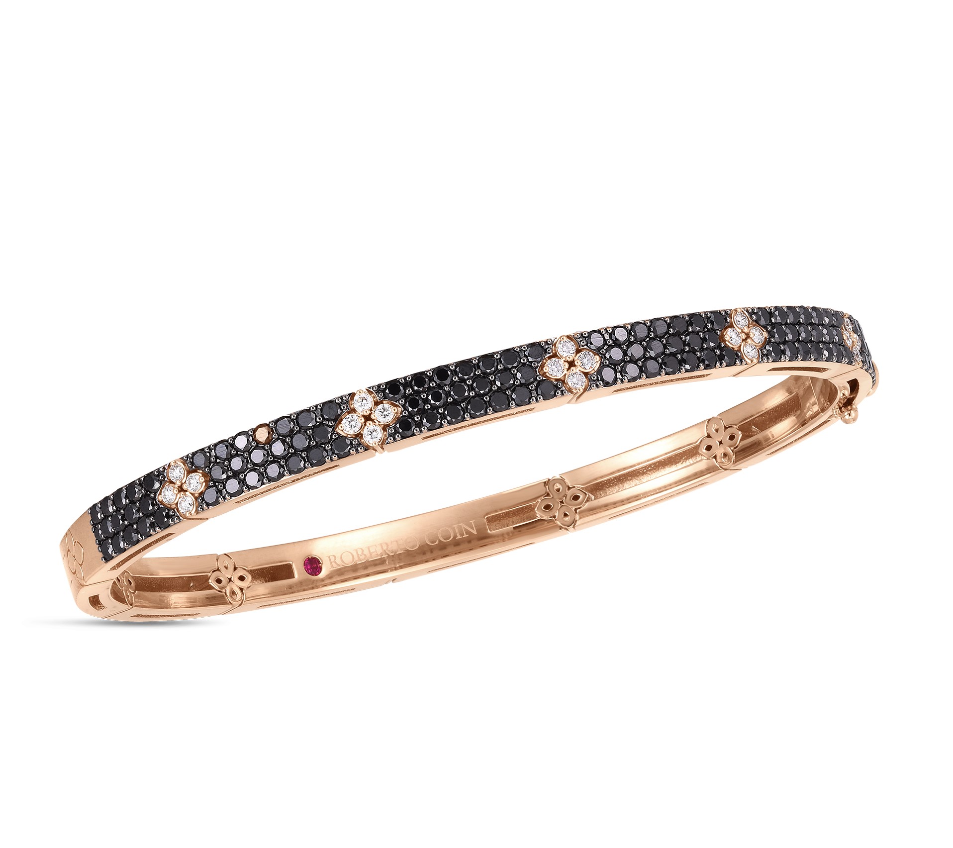 Roberto Coin 18K Rose Gold Love in Verona Black Diamond Bangle