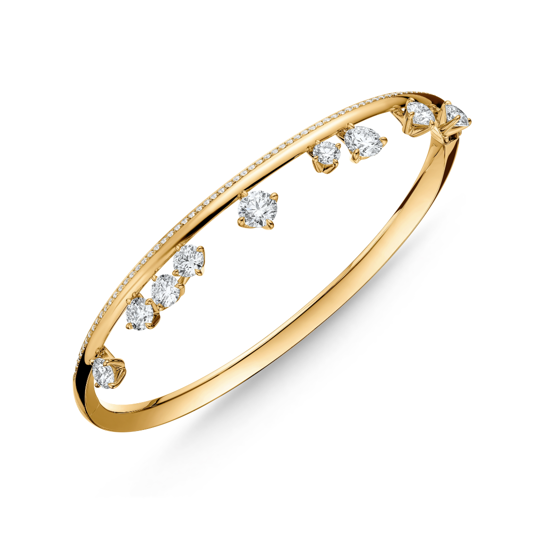 Hearts On Fire 18K Yellow Gold Floating Diamond Pave Bangle