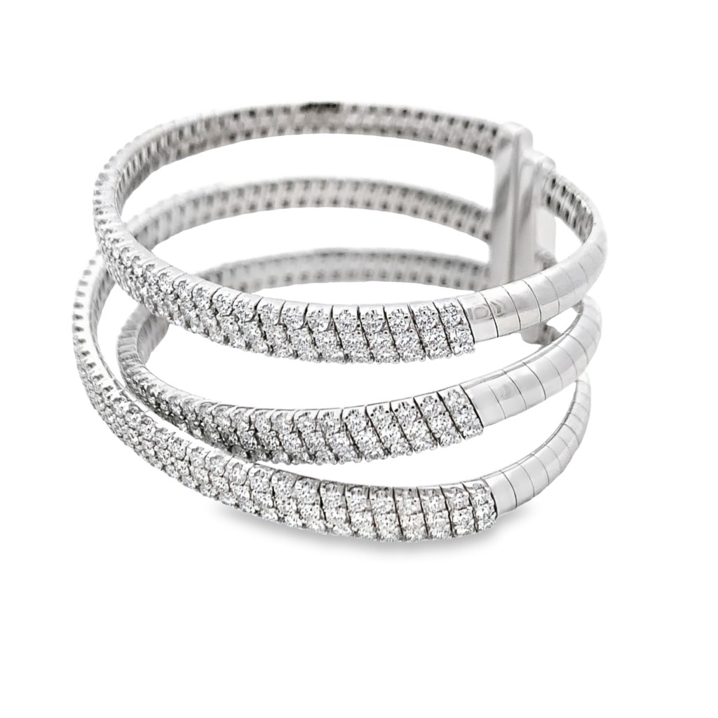 Damaso 18K White Gold Diamond Triple Wrap Bangle