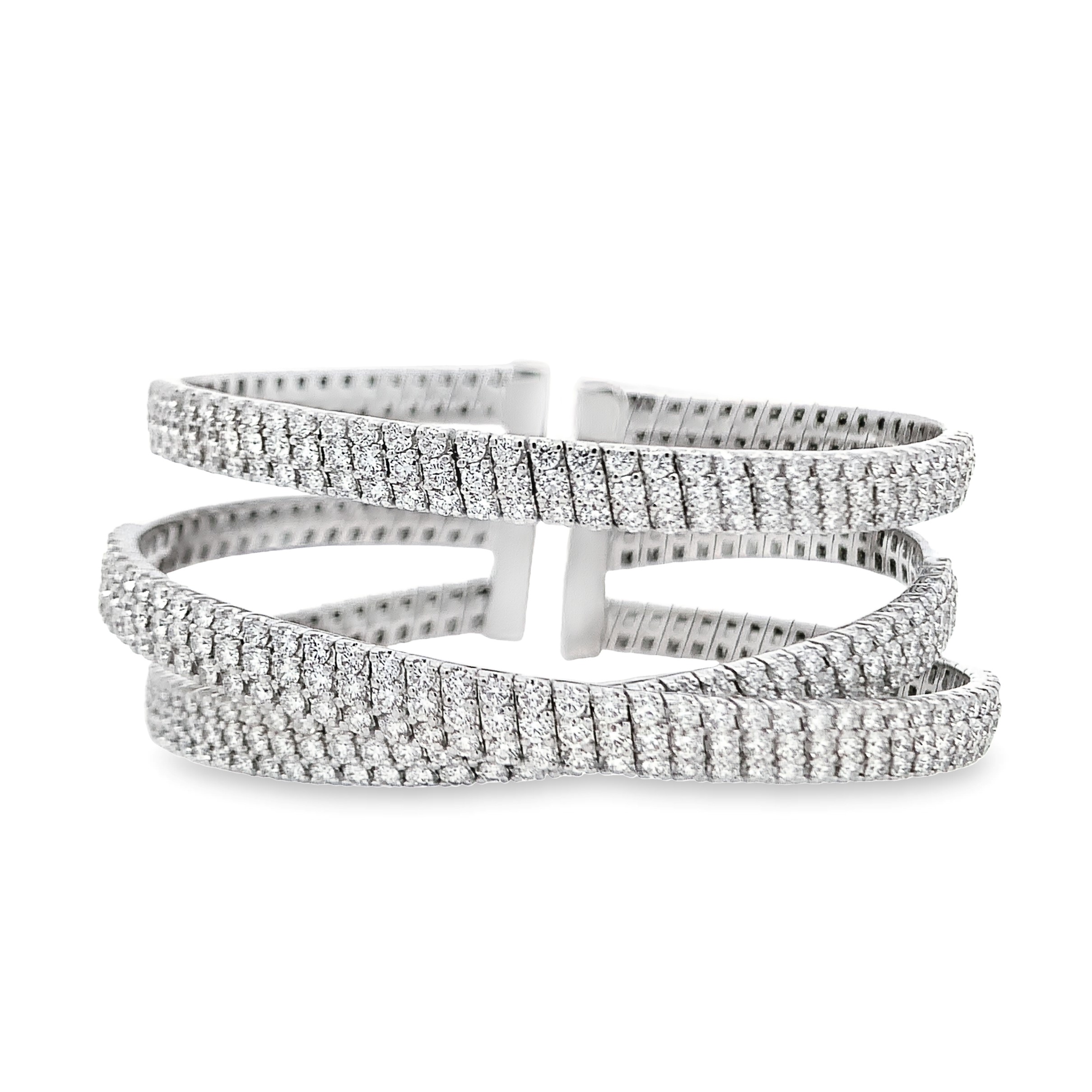 Damaso 18K White Gold Diamond Triple Wrap Bangle