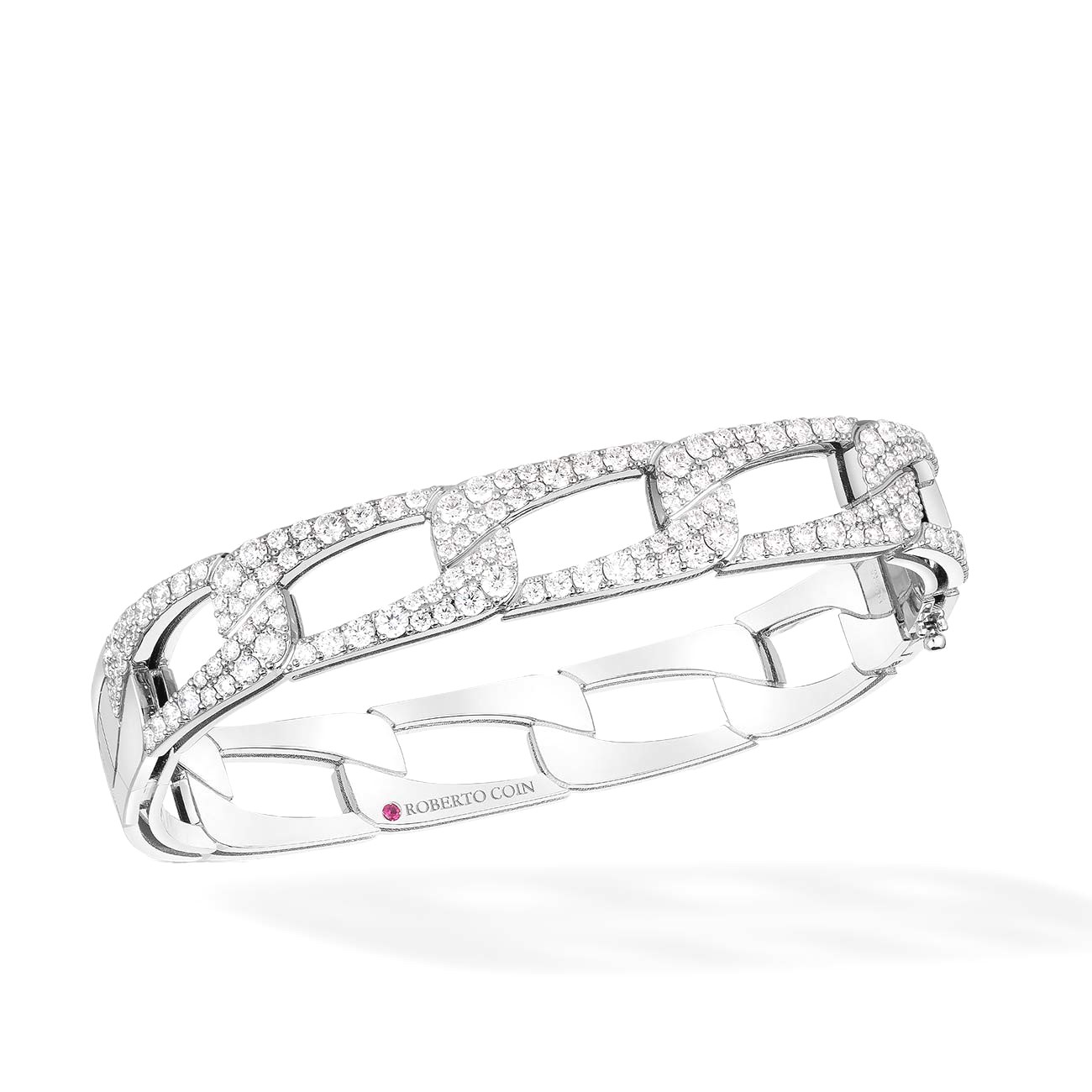 Roberto Coin 18K White Gold Navarra Diamond Bangle