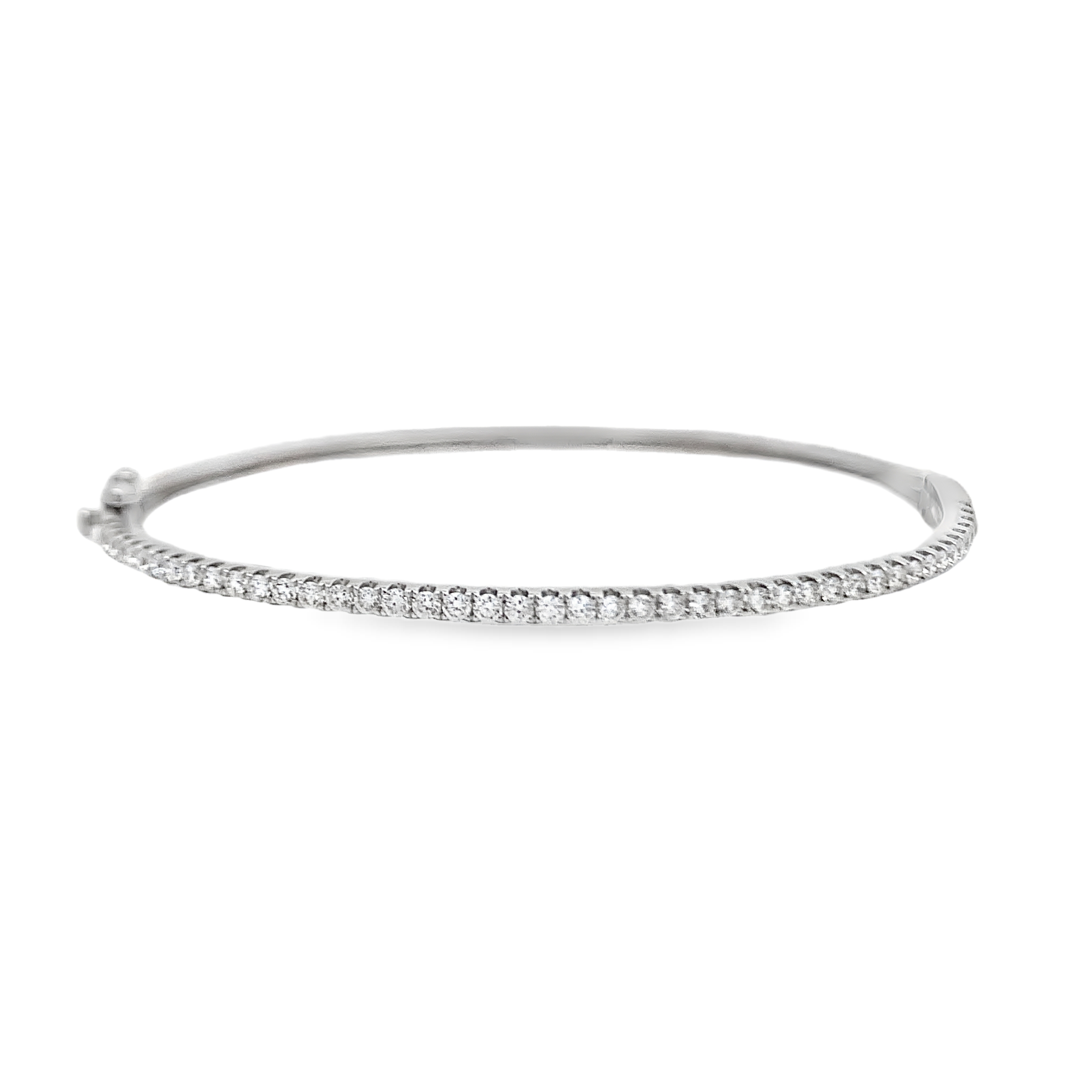 18K White Gold Diamond Straight Line Bangle