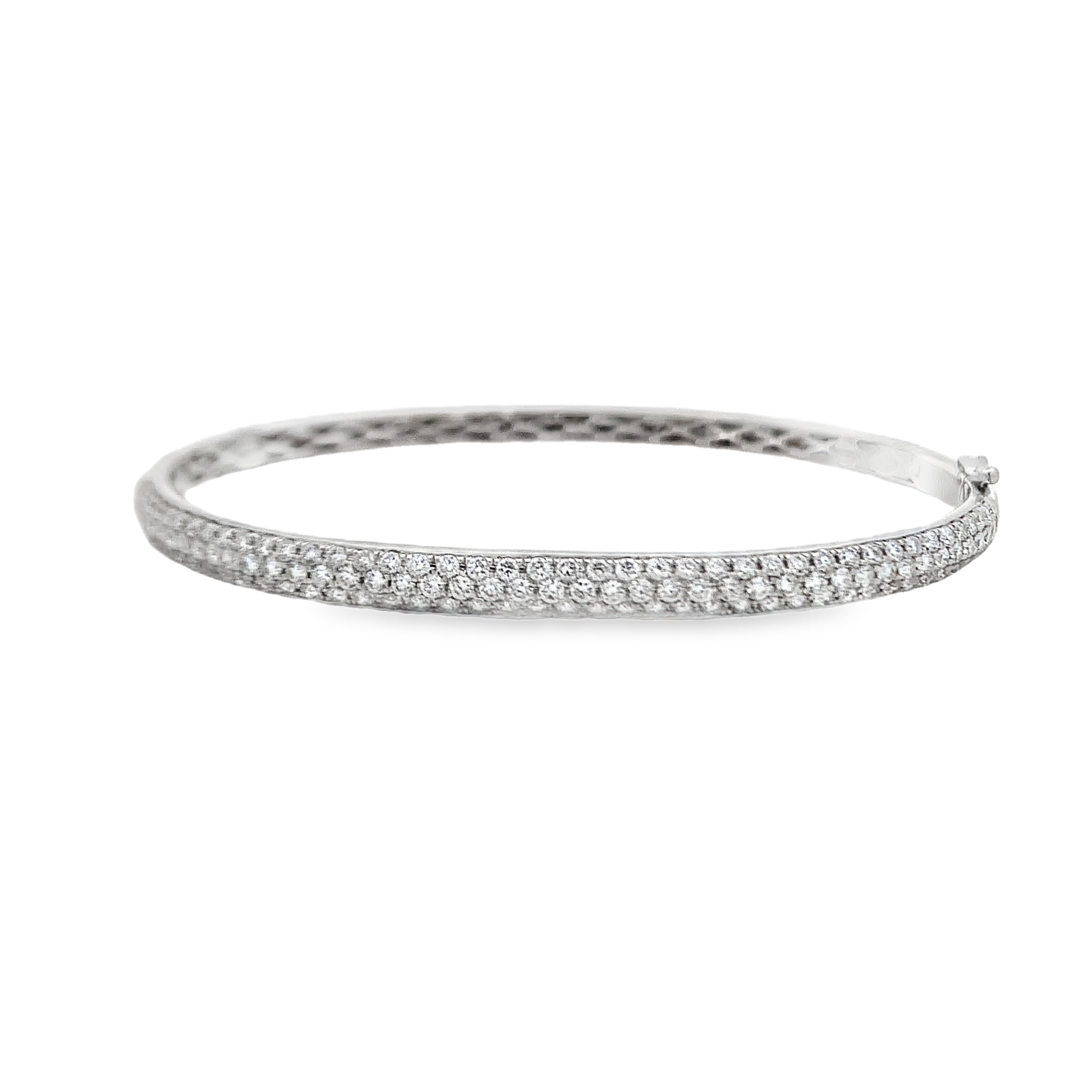 18K White Gold Pave Diamond Bangle