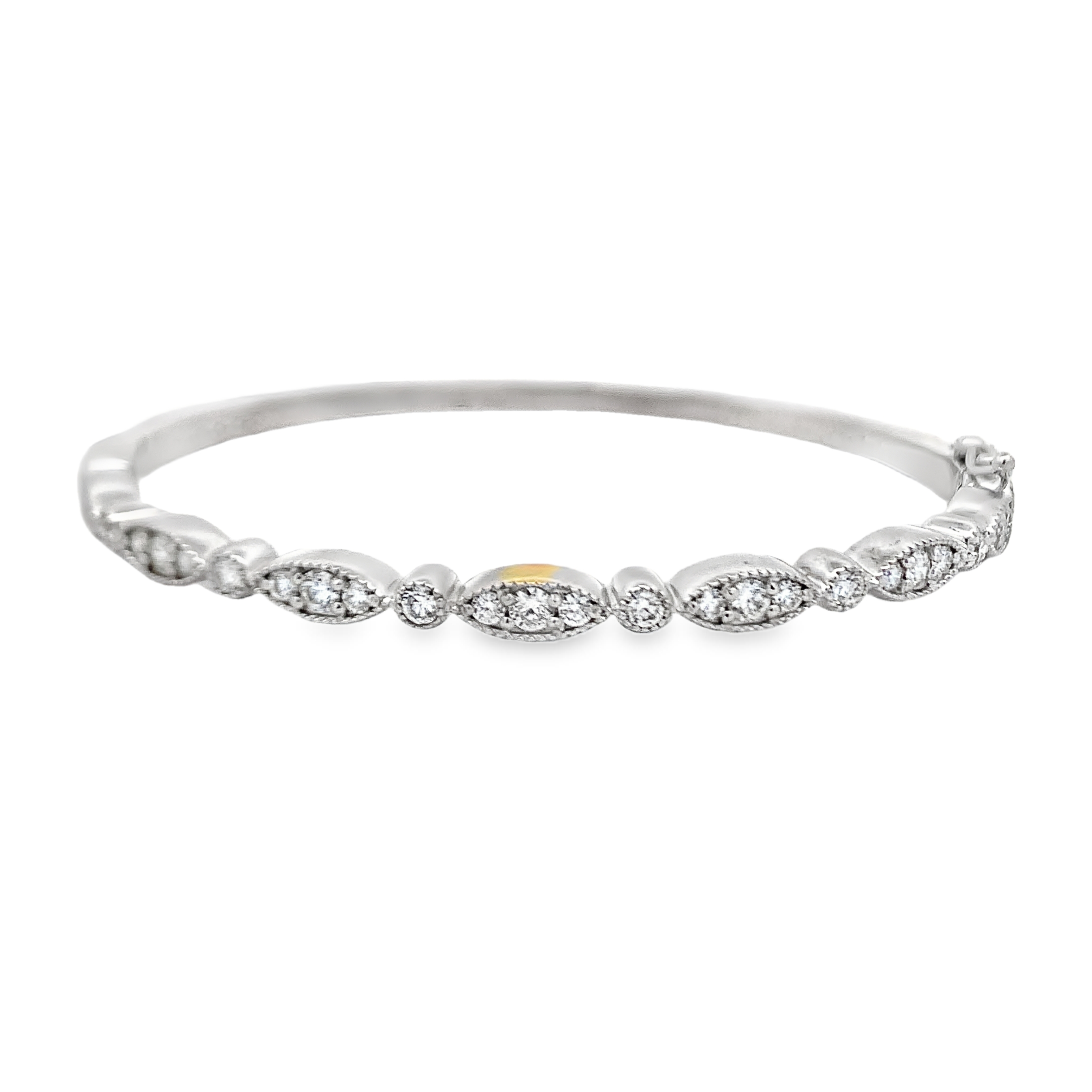 18K White Gold Diamond Marquise-Shape Station Bangle