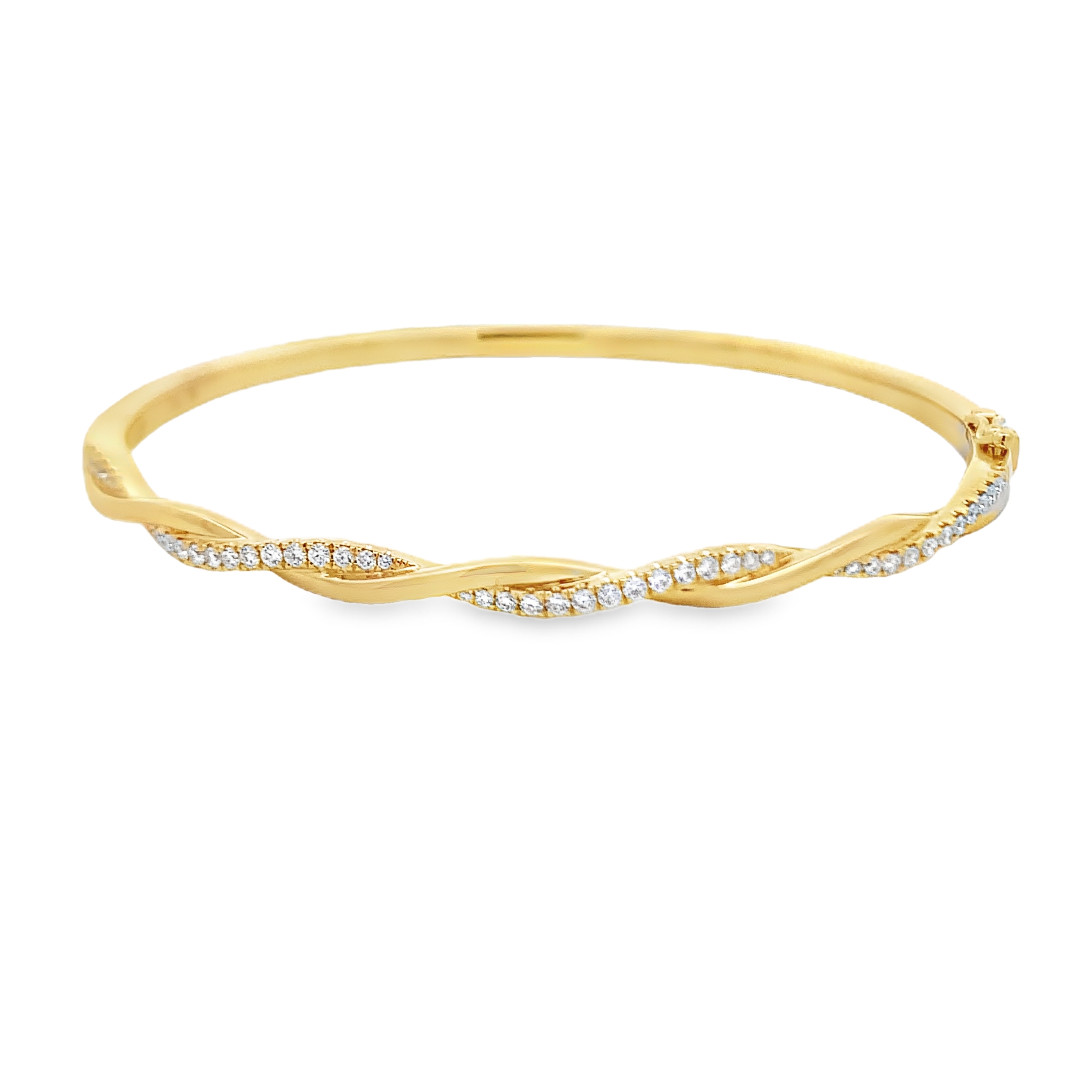 18K Yellow Gold Diamond Twist Bangle