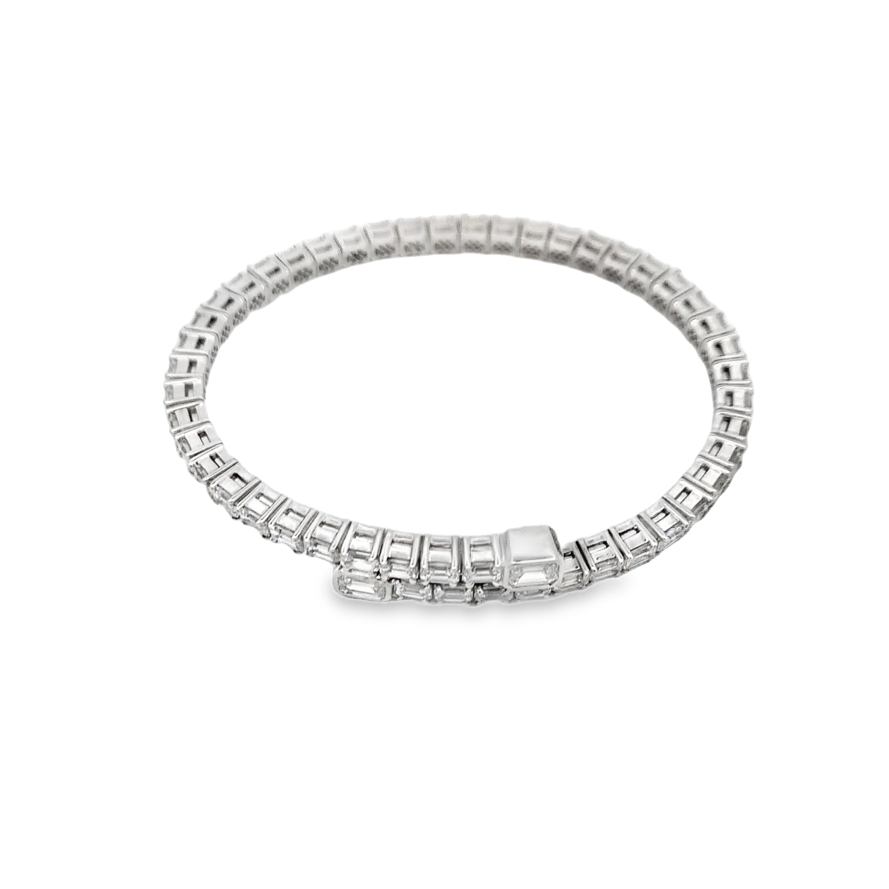 Norman Silverman 18K White Gold East-West Diamond Wrap Bracelet