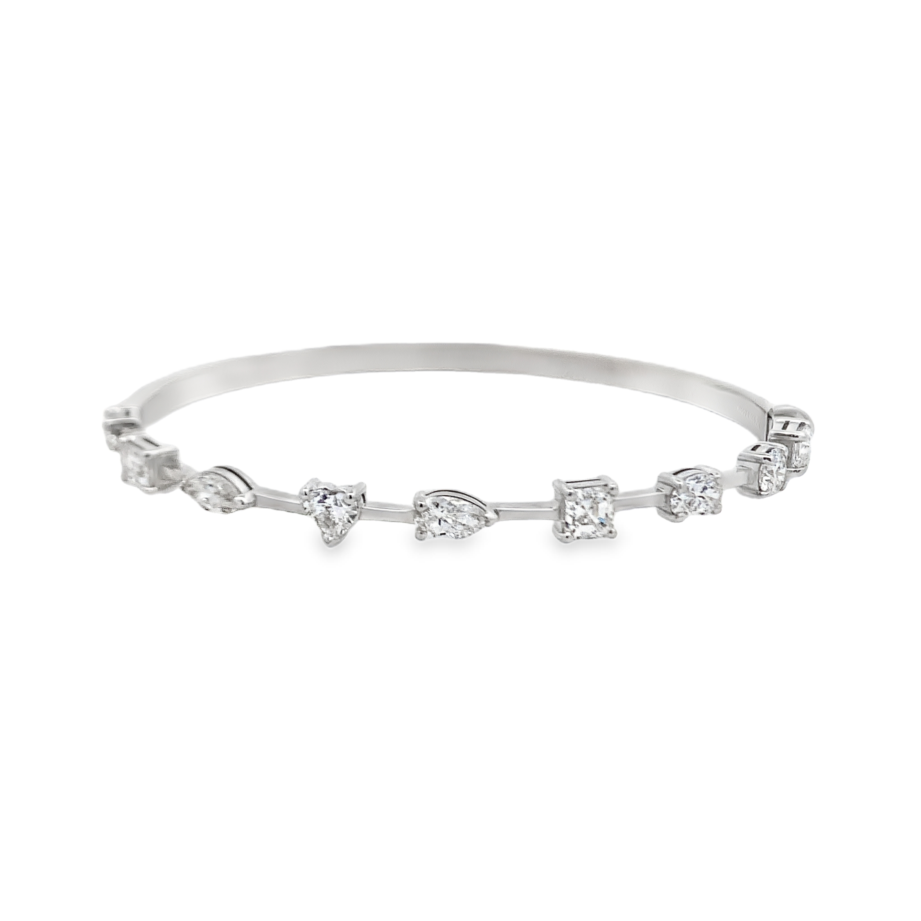 Norman Silverman 18K White Gold Fancy Shape Diamond Bangle