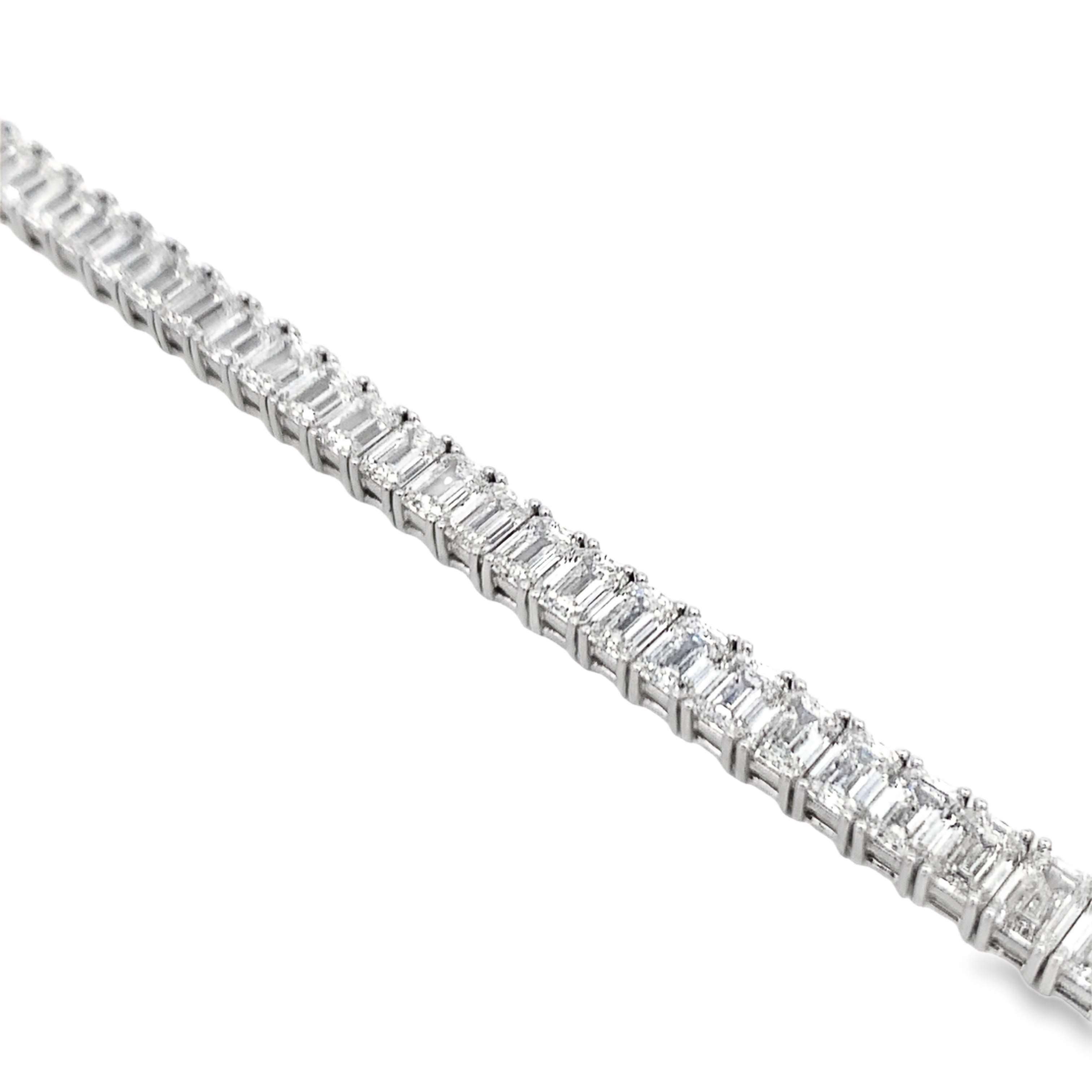 Norman Silverman 18K White Gold Emerald Cut Tennis Bracelet