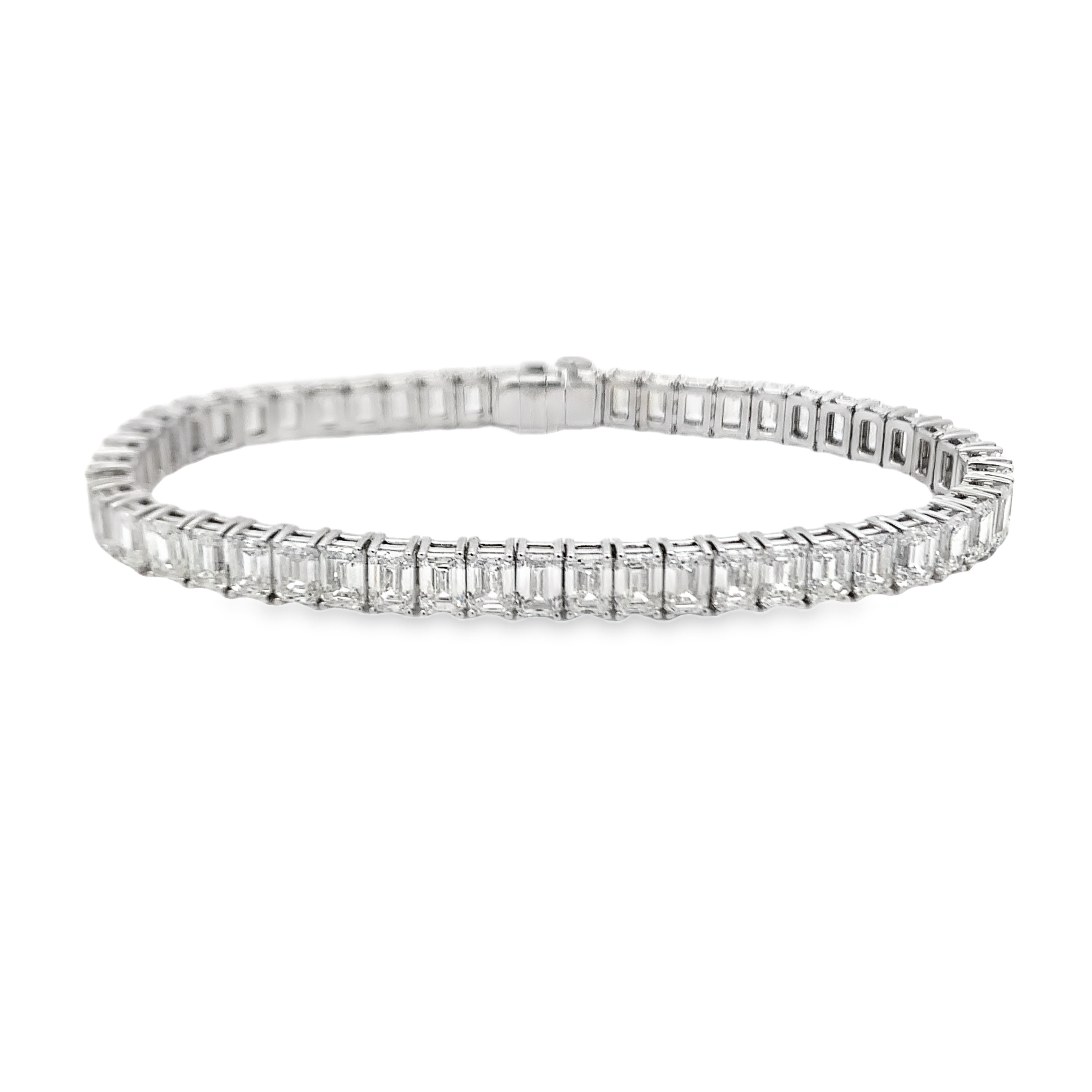 Norman Silverman 18K White Gold Emerald Cut Tennis Bracelet