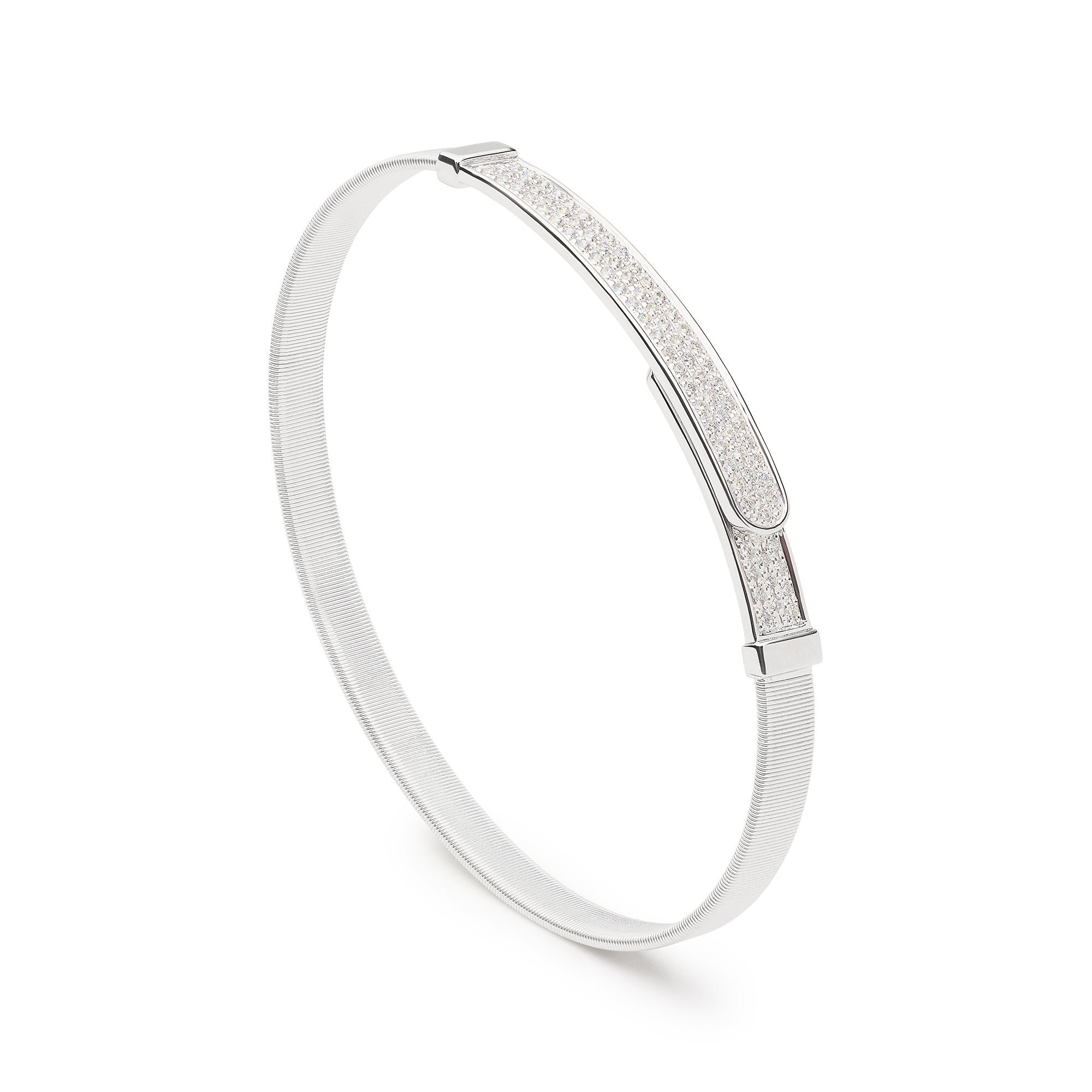 Marco Bicego 18K White Gold Masai Diamond Belt Bangle