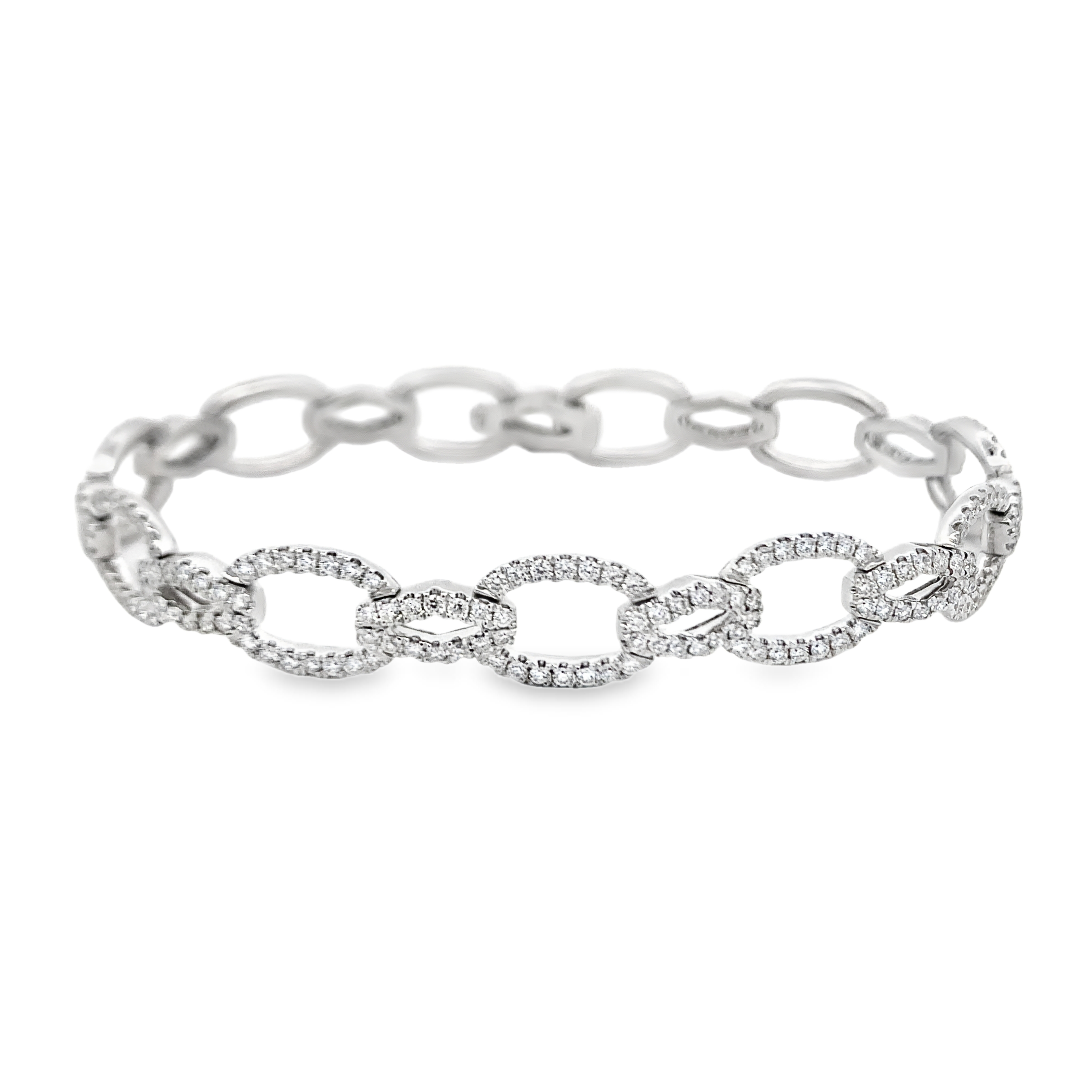 18K White Gold Diamond Link Bracelet