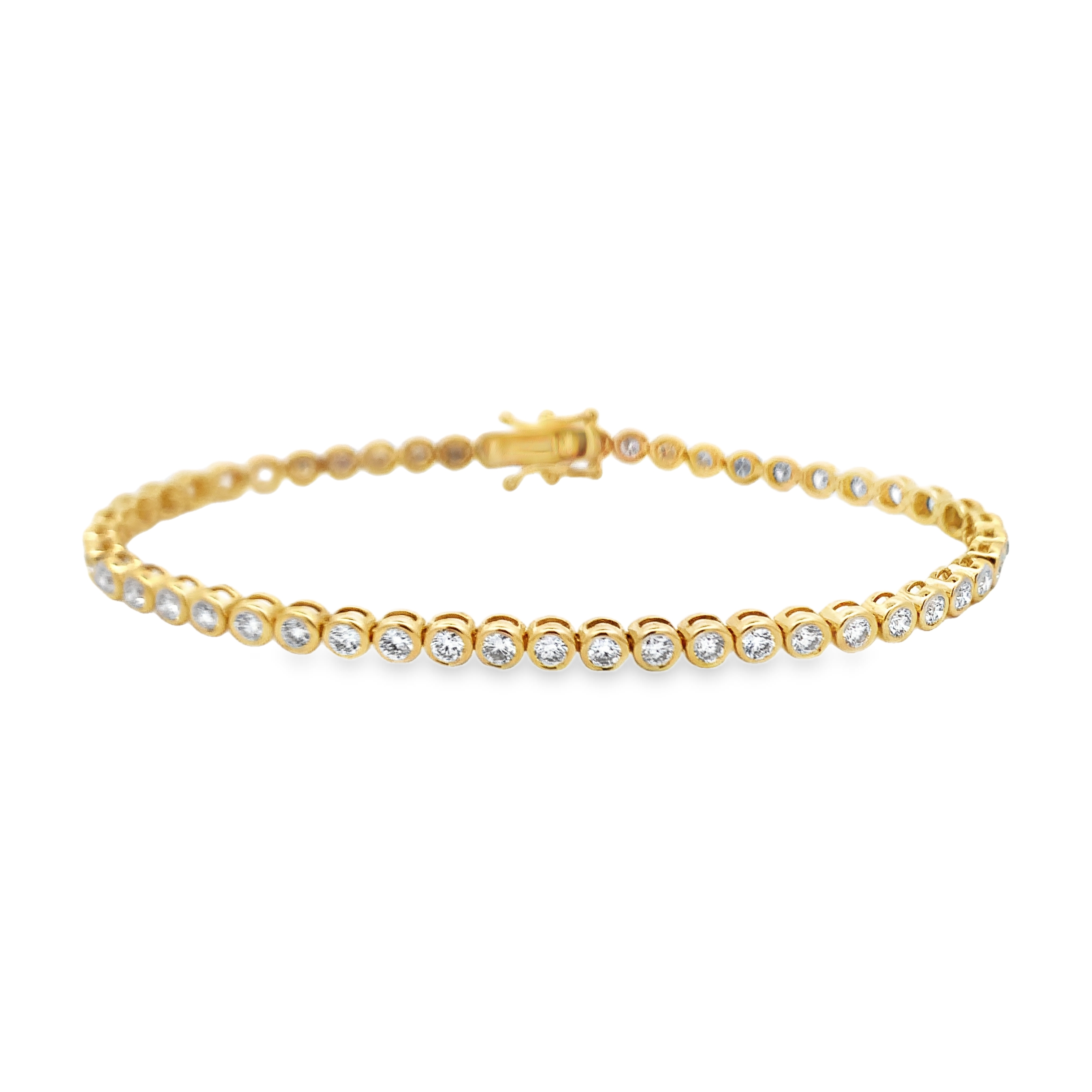 18K Yellow Gold Diamond Bezel Tennis Bracelet