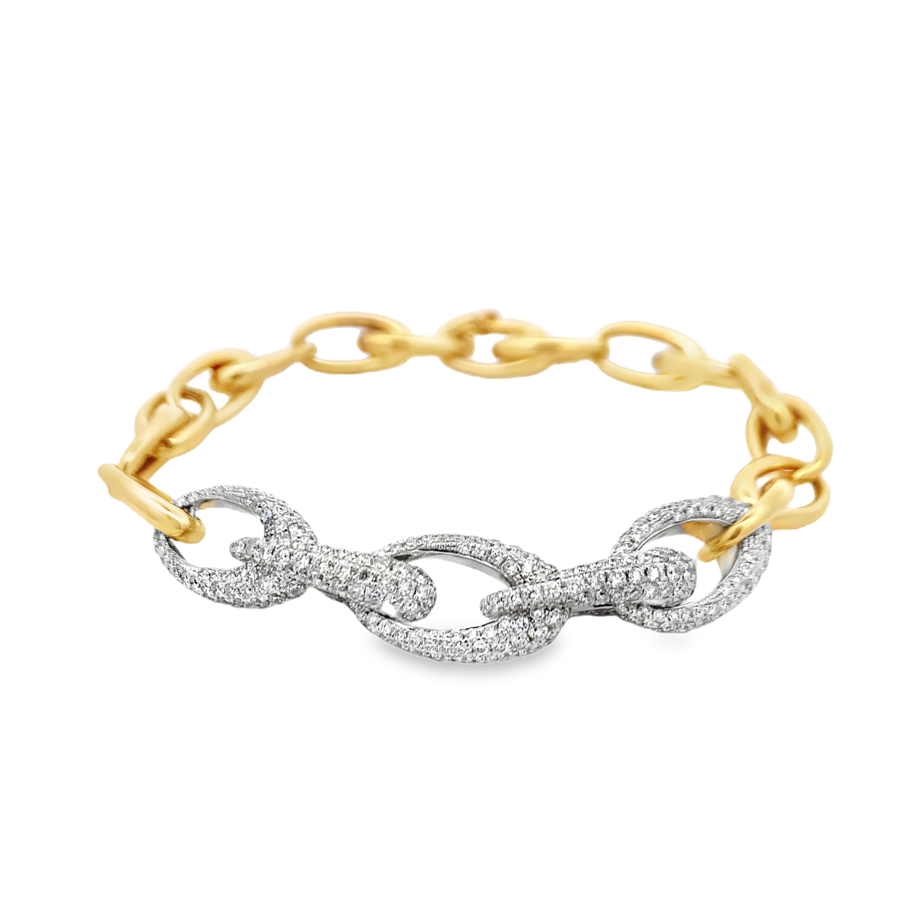 18K Two-Tone Diamond Link Bracelet