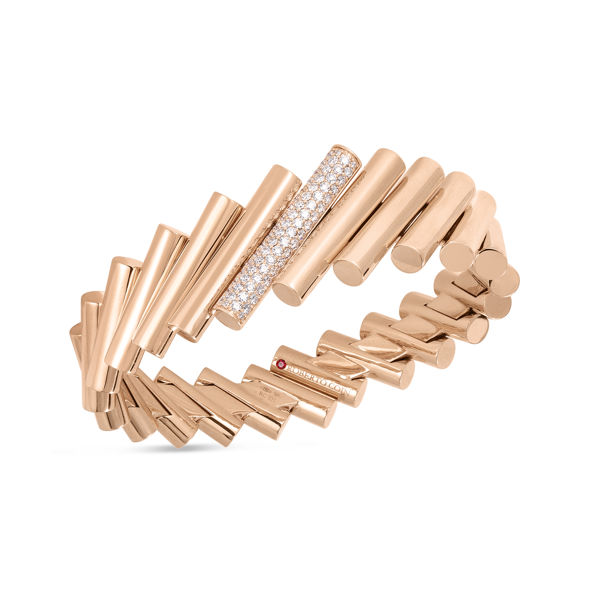 Roberto Coin 18K Rose Gold Domino Diamond Bangle