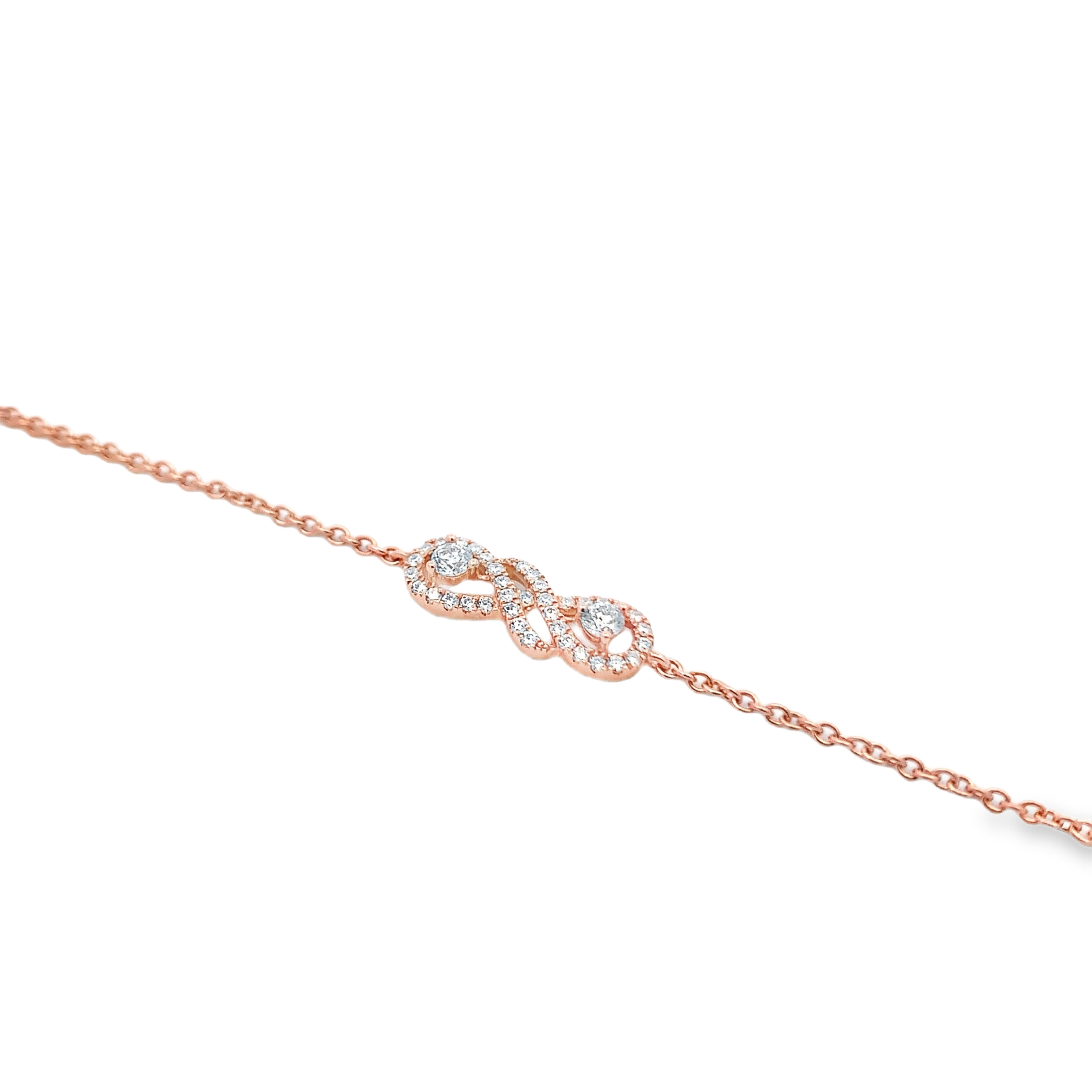 14K Rose Gold Diamond Infinity Twist Chain Bracelet