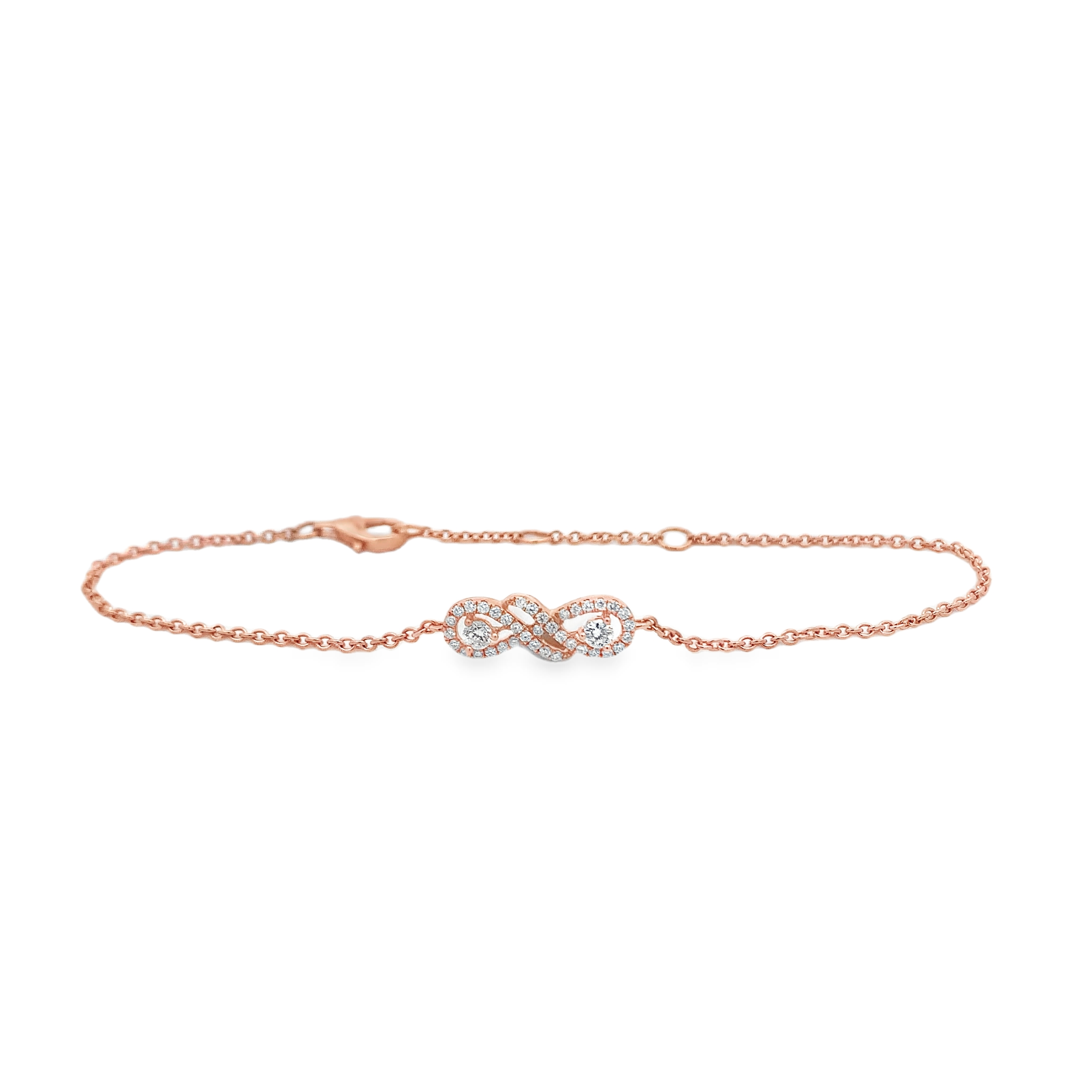 14K Rose Gold Diamond Infinity Twist Chain Bracelet