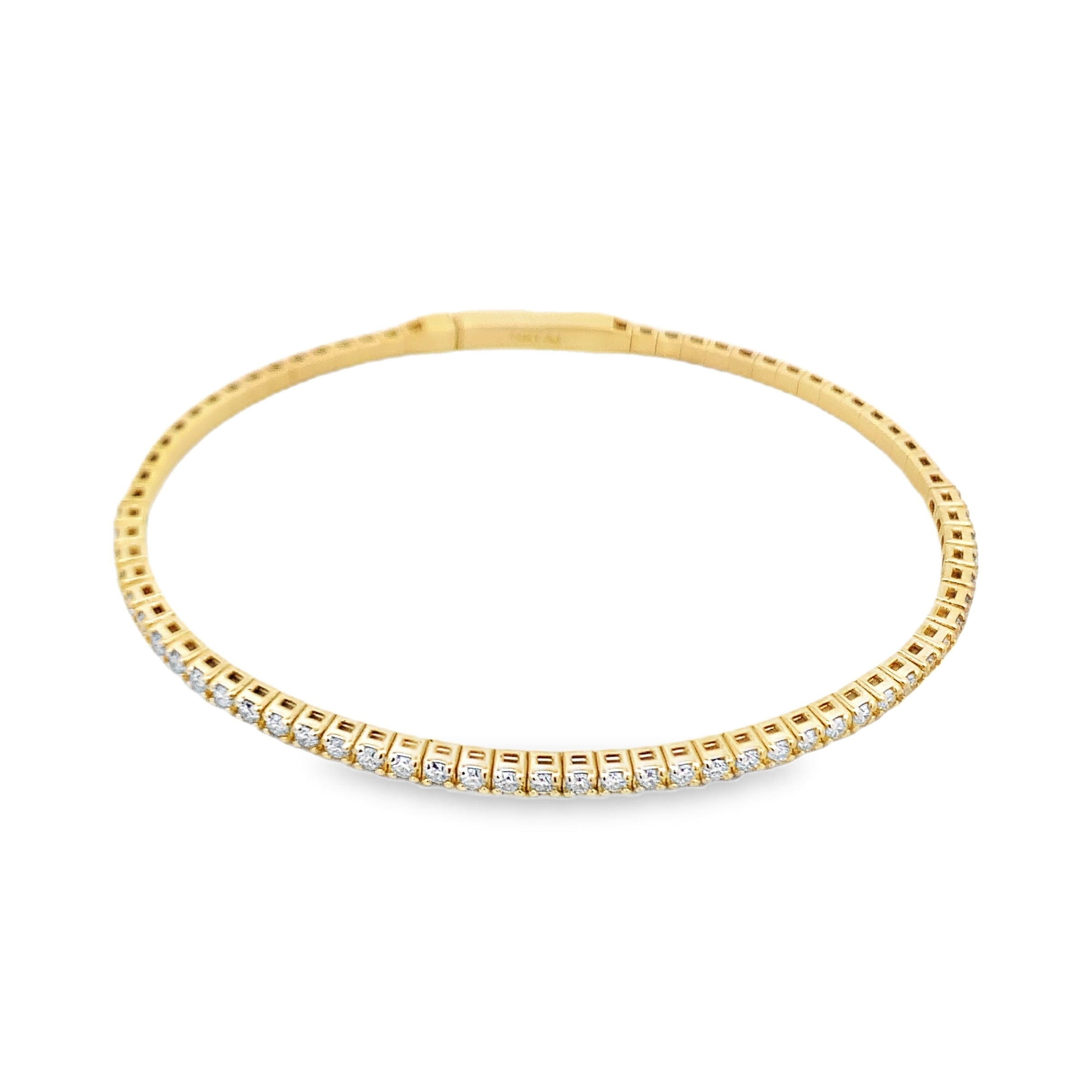 14K Yellow Gold Straight Line Diamond Bangle