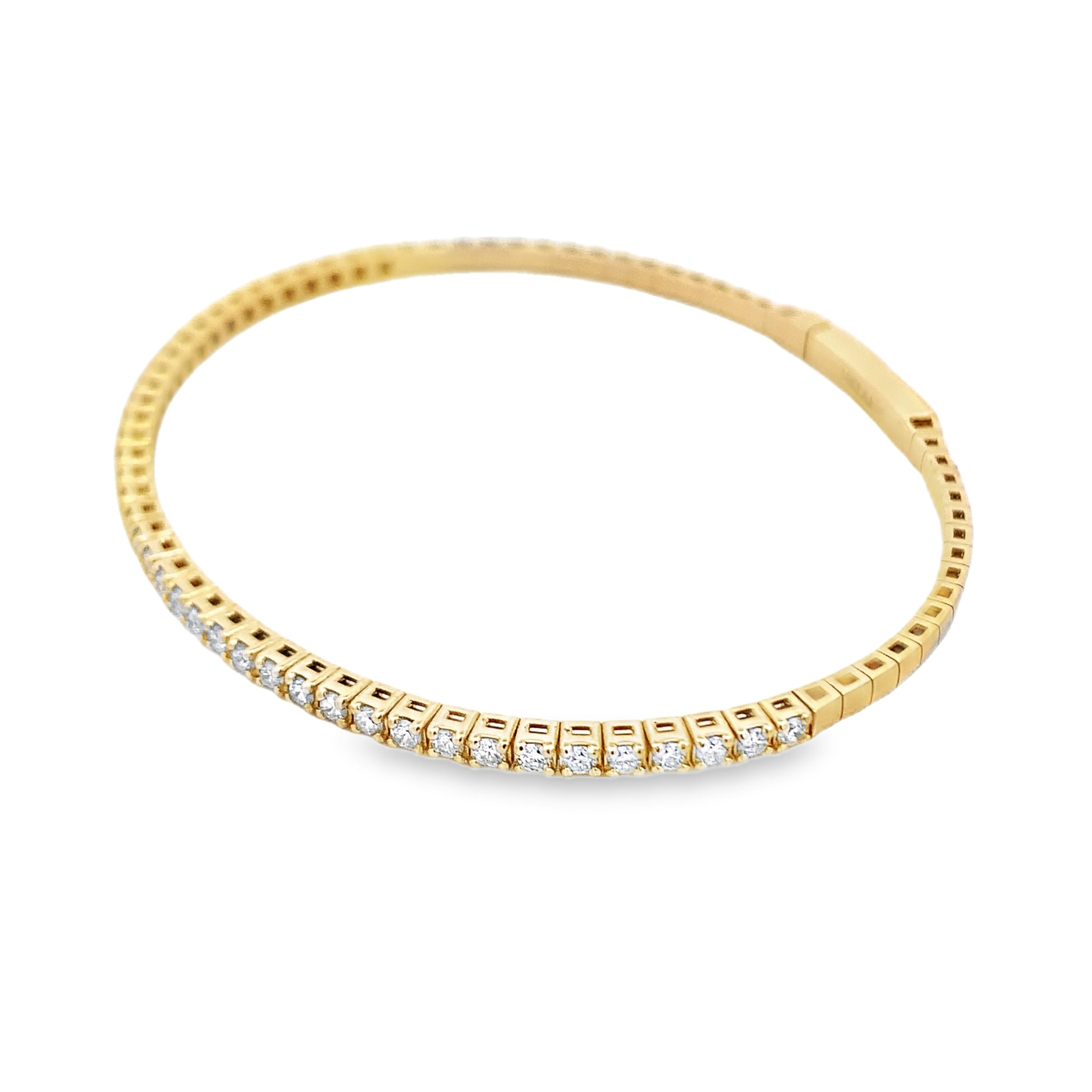 14K Yellow Gold Straight Line Diamond Bangle