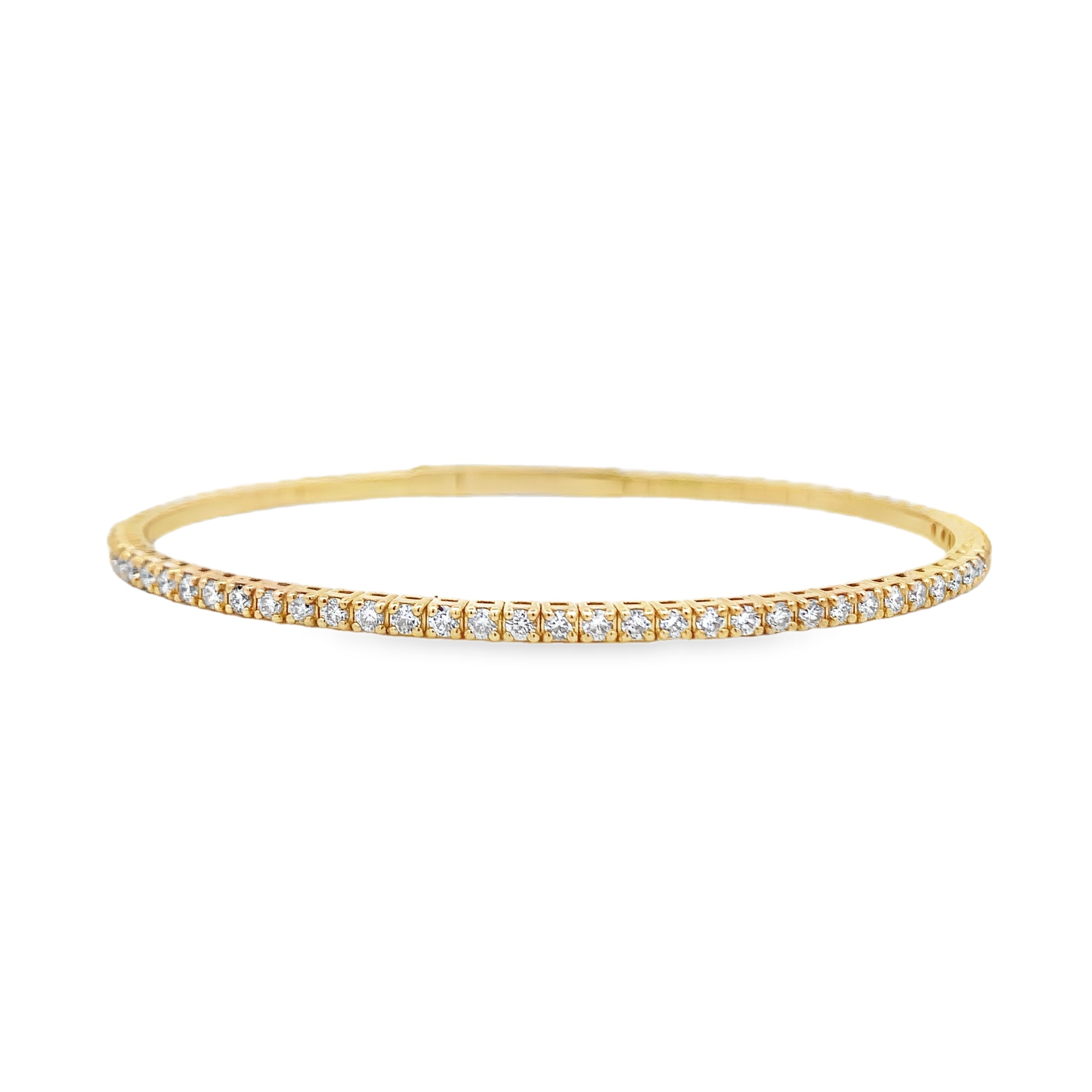 14K Yellow Gold Straight Line Diamond Bangle