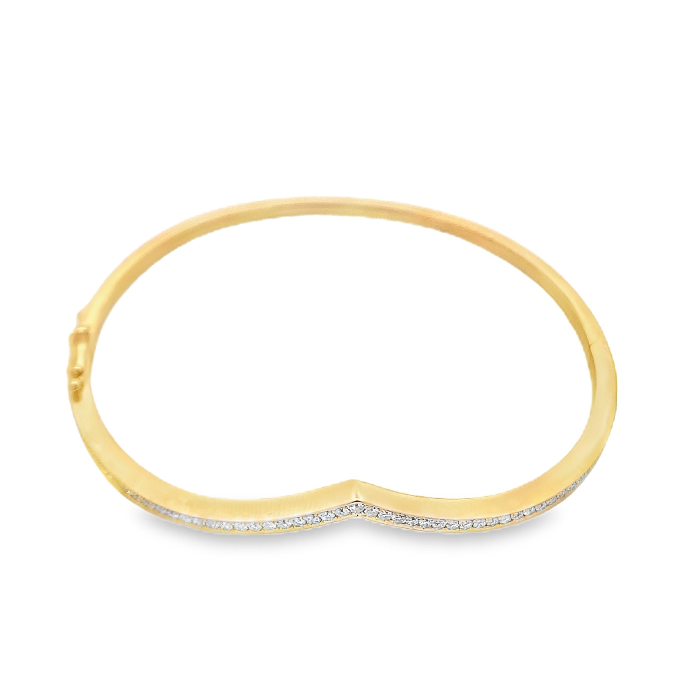 14K Yellow Gold Chevron Diamond Bangle