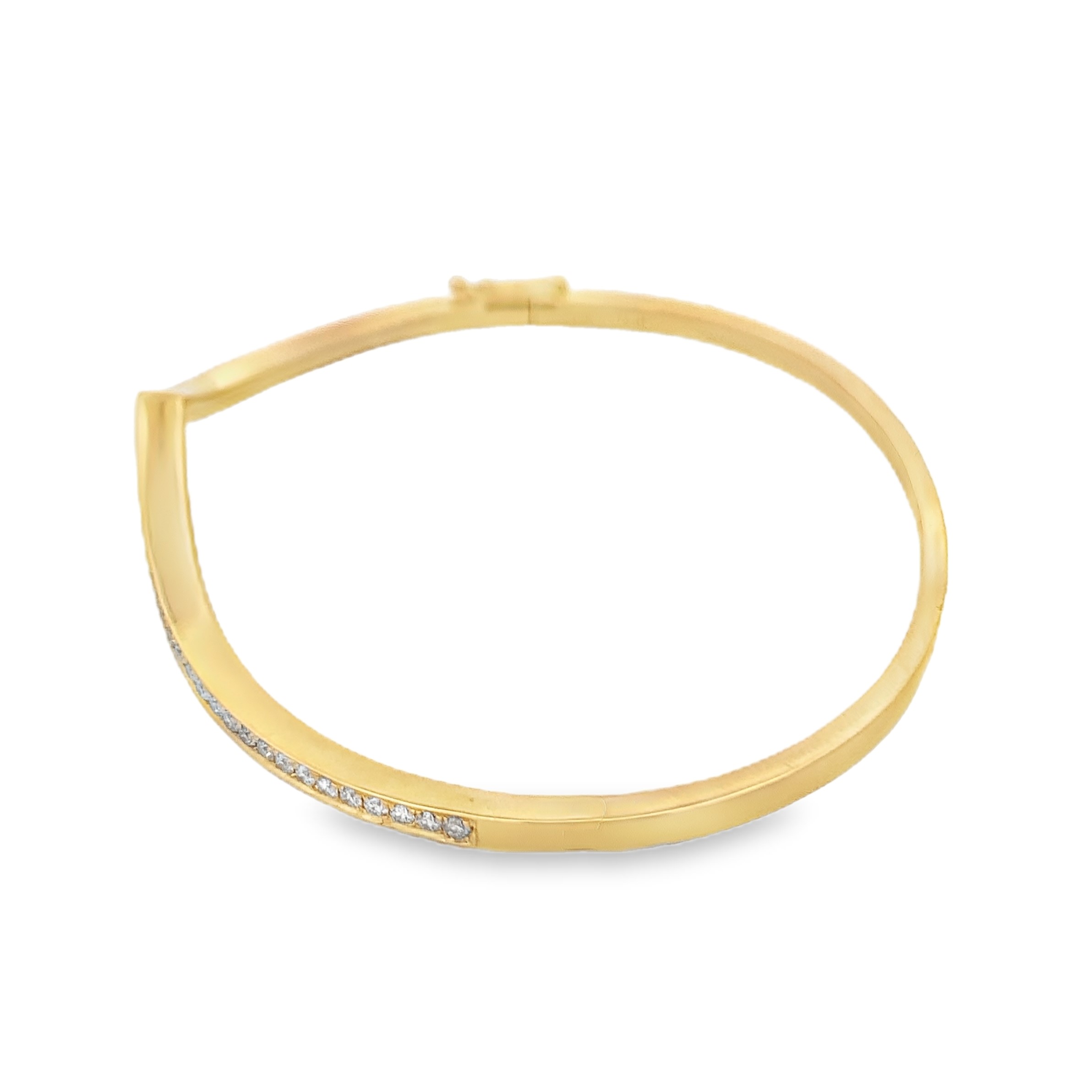 14K Yellow Gold Chevron Diamond Bangle