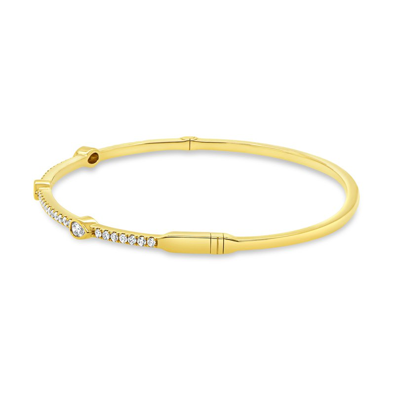 Uneek 18K Yellow Gold Pear Station Diamond Bangle