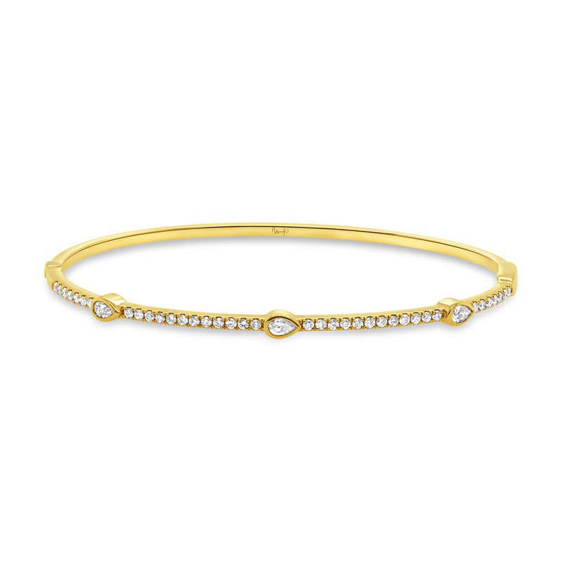 Uneek 18K Yellow Gold Pear Station Diamond Bangle