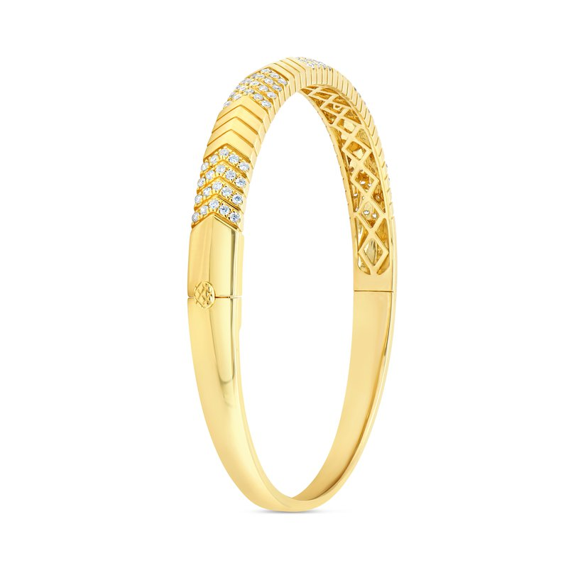 Uneek 18K Yellow Gold Diamond Chevron Bangle