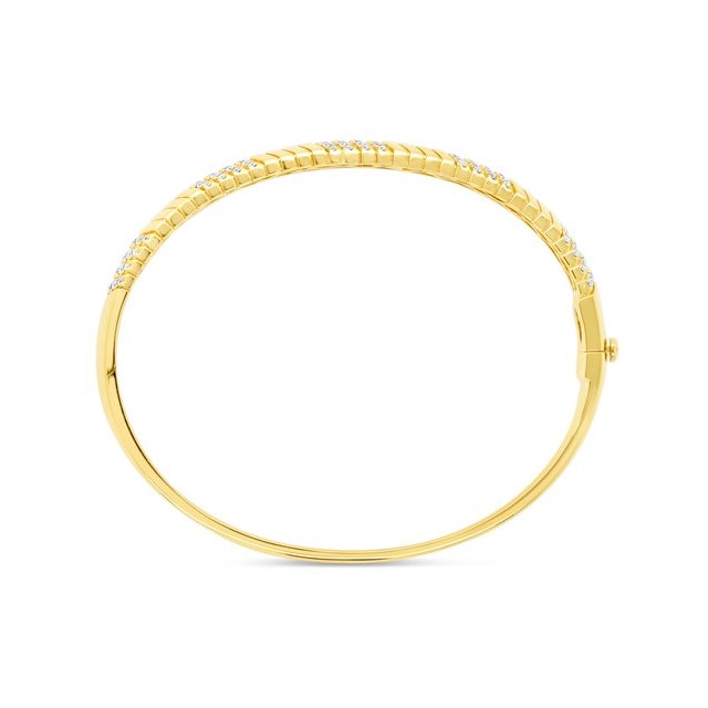 Uneek 18K Yellow Gold Diamond Chevron Bangle