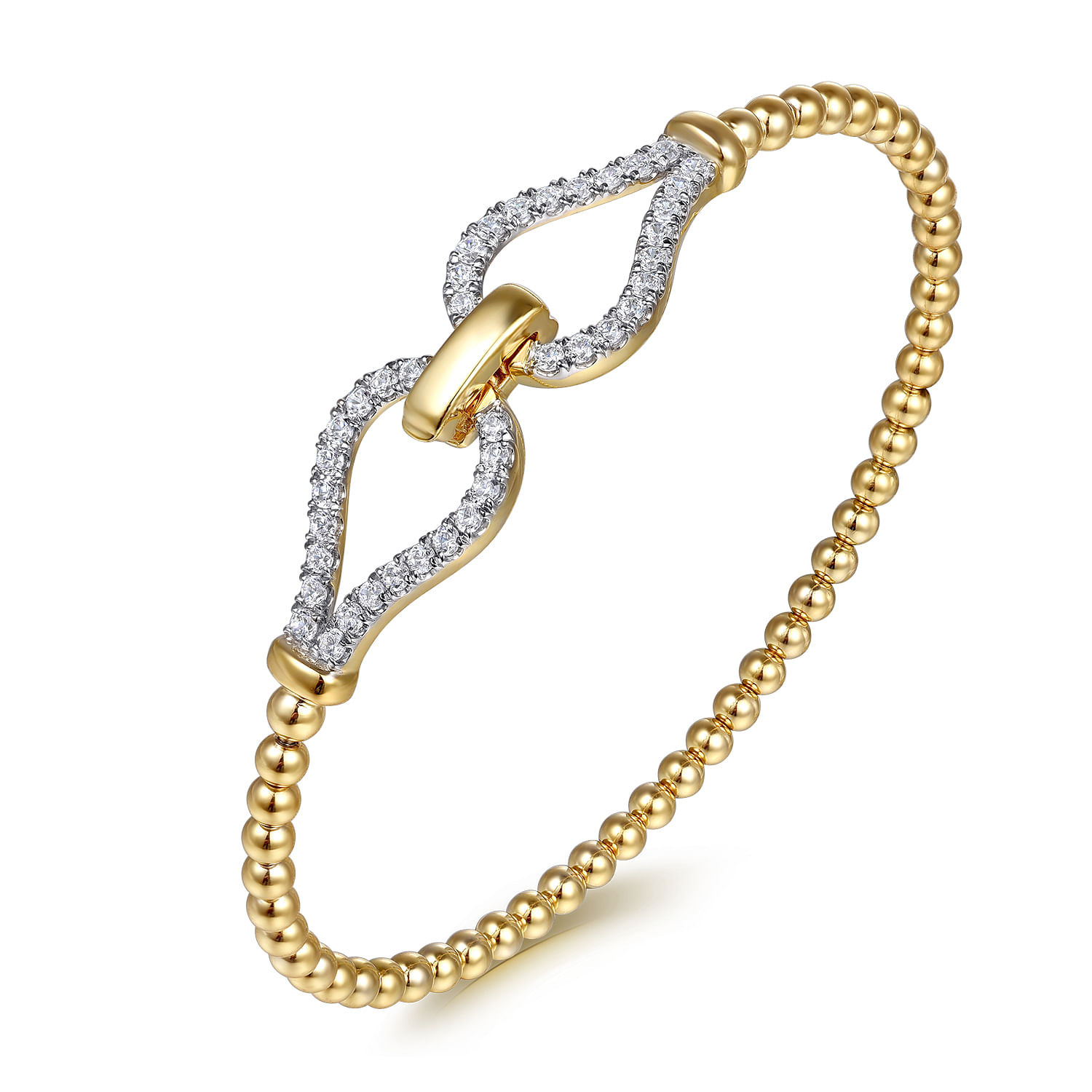 Gabriel & Co. 14K Yellow Gold Bujukan Diamond Buckle Bangle