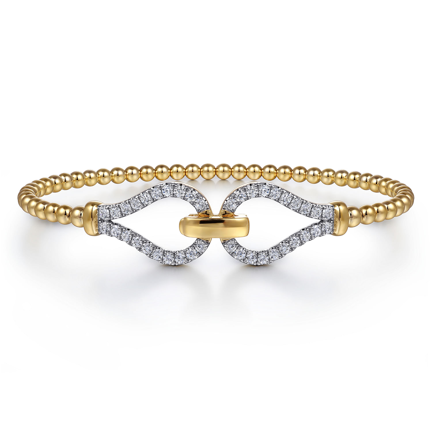 Gabriel & Co. 14K Yellow Gold Bujukan Diamond Buckle Bangle