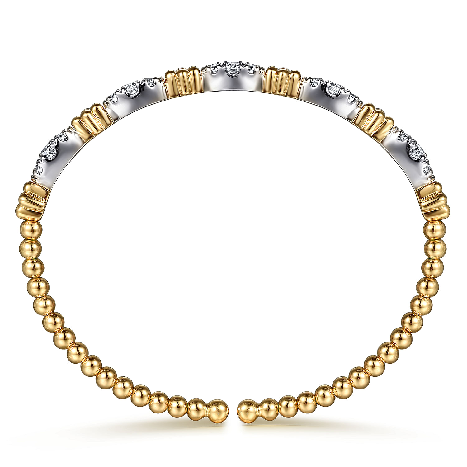 Gabriel & Co. 14K Two-Tone Bujukan Bead & Diamond Bangle